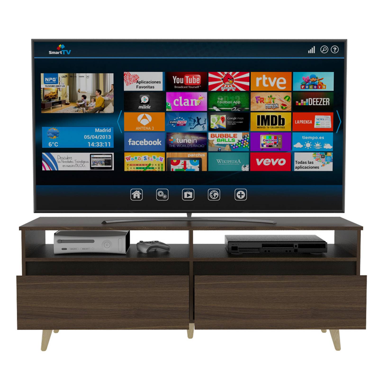 Rack TV Armable Entrepaños Almeria Caramelo Excelsior