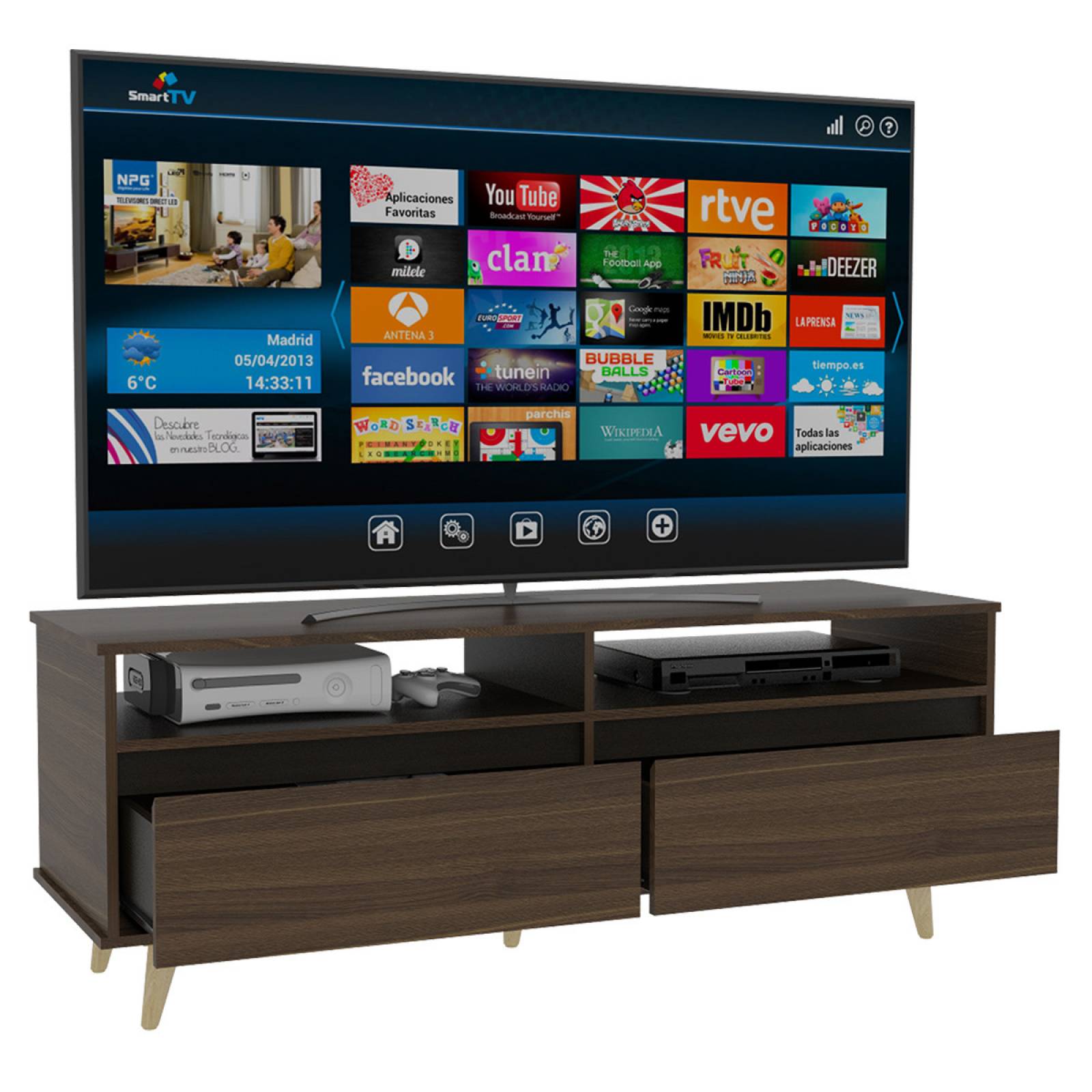 Rack TV Armable Entrepaños Almeria Caramelo Excelsior