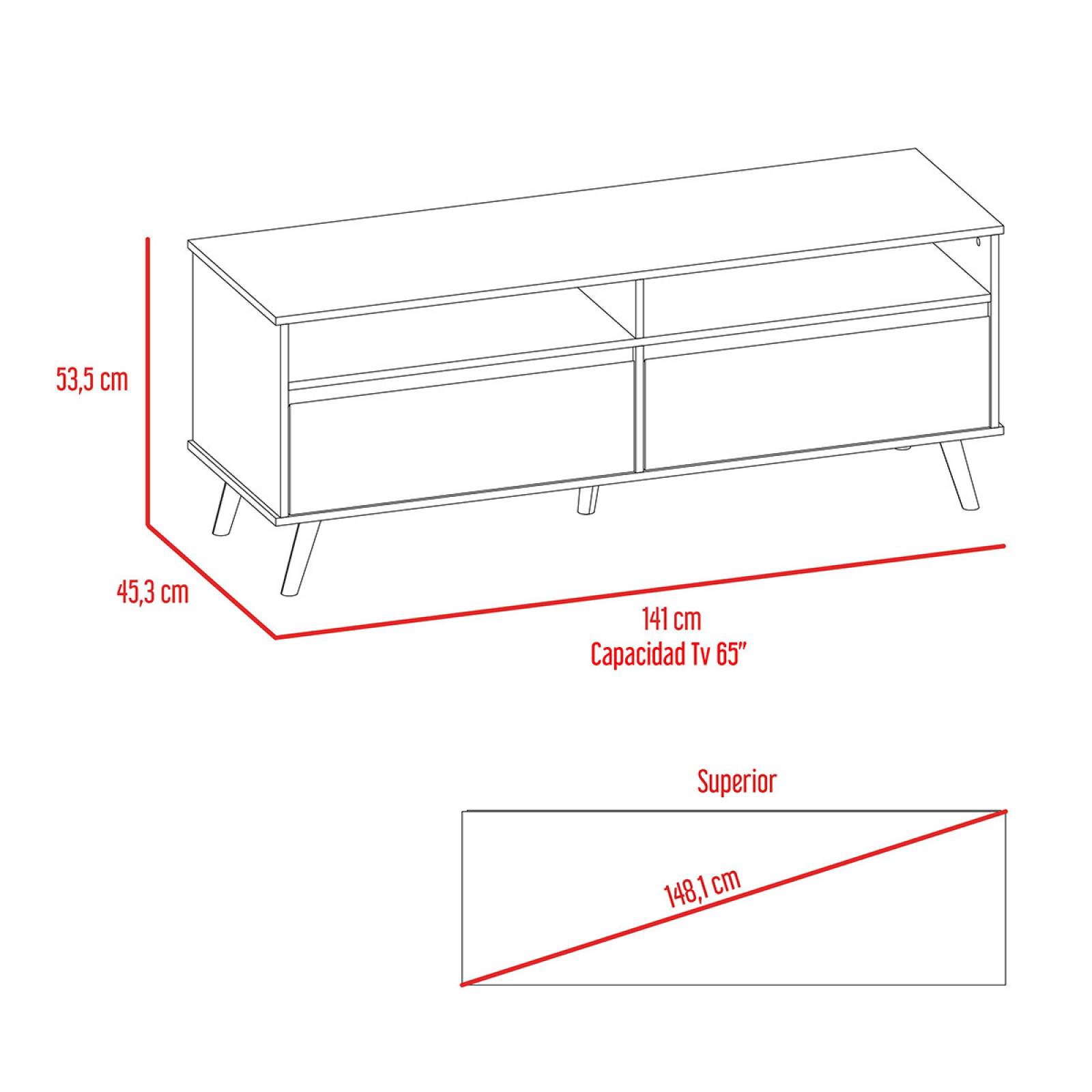 Rack TV Armable Entrepaños Almeria Caramelo Excelsior
