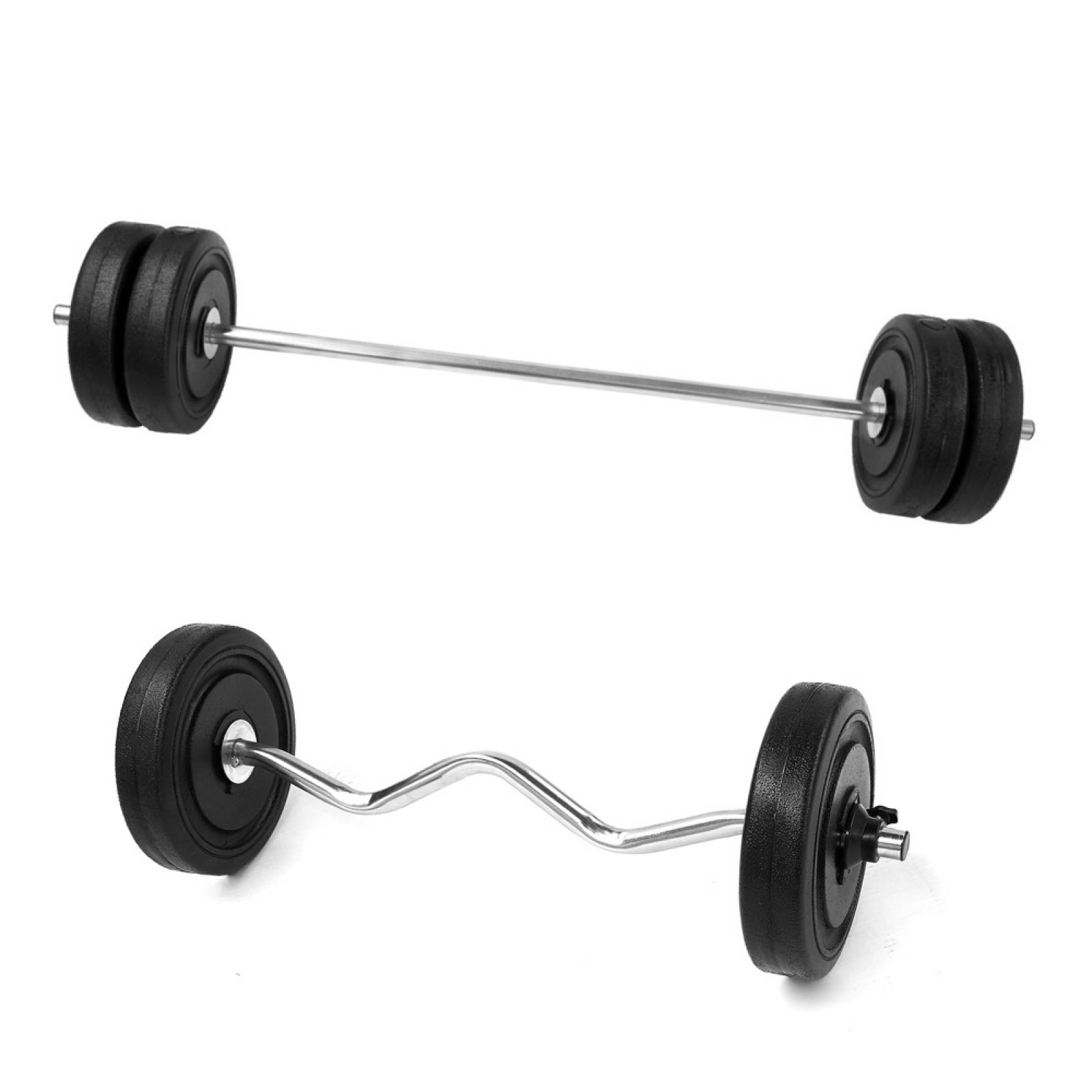 Set Barra Z Recta Gym Acero 30kg 6 Discos Cromo Energym