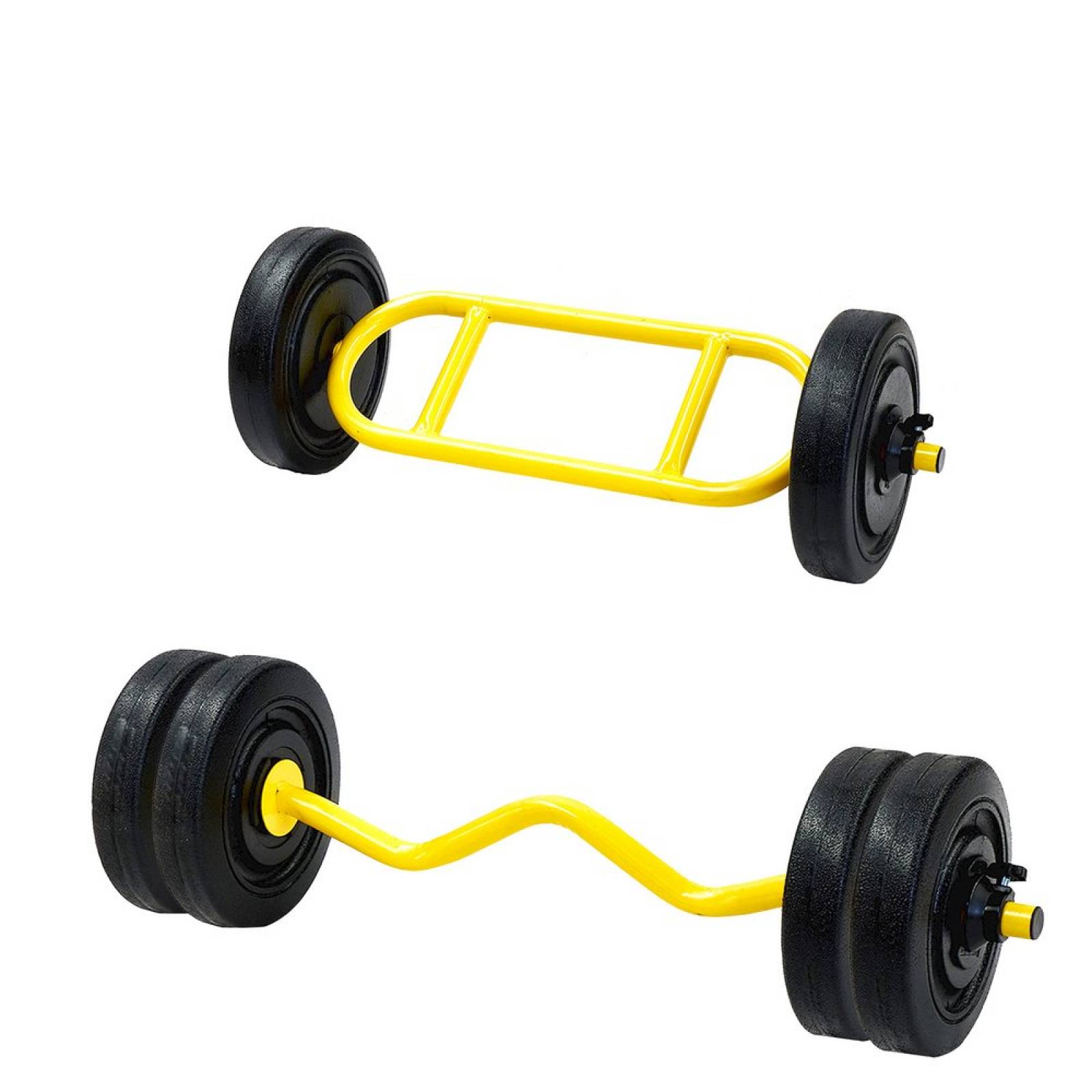 Set Barra Z Tríceps Gym Acero 30kg 6 Discos Amarillo Energym