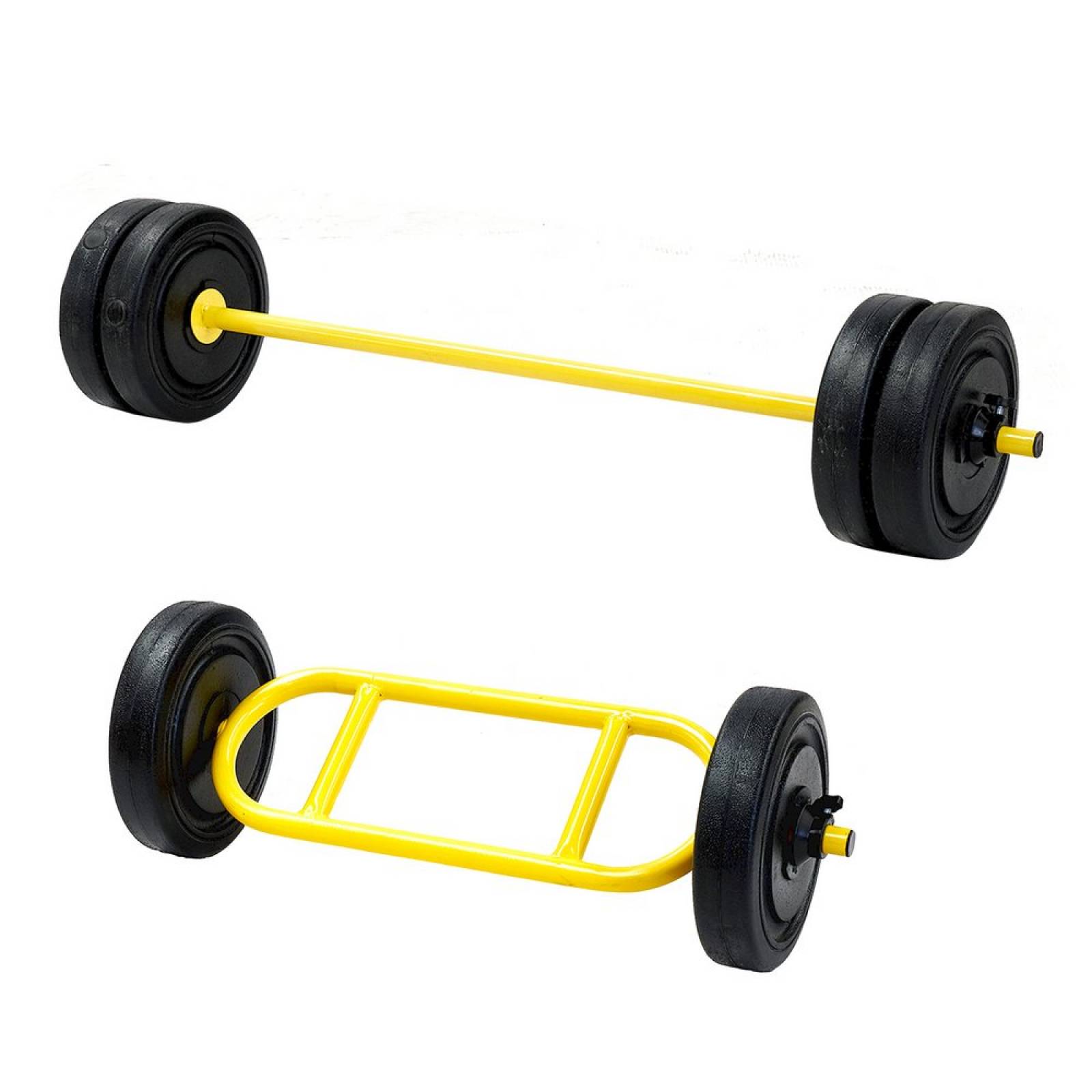 Set Barra Recta Tríceps Gym 30kg 6 Discos Amarillo Energym