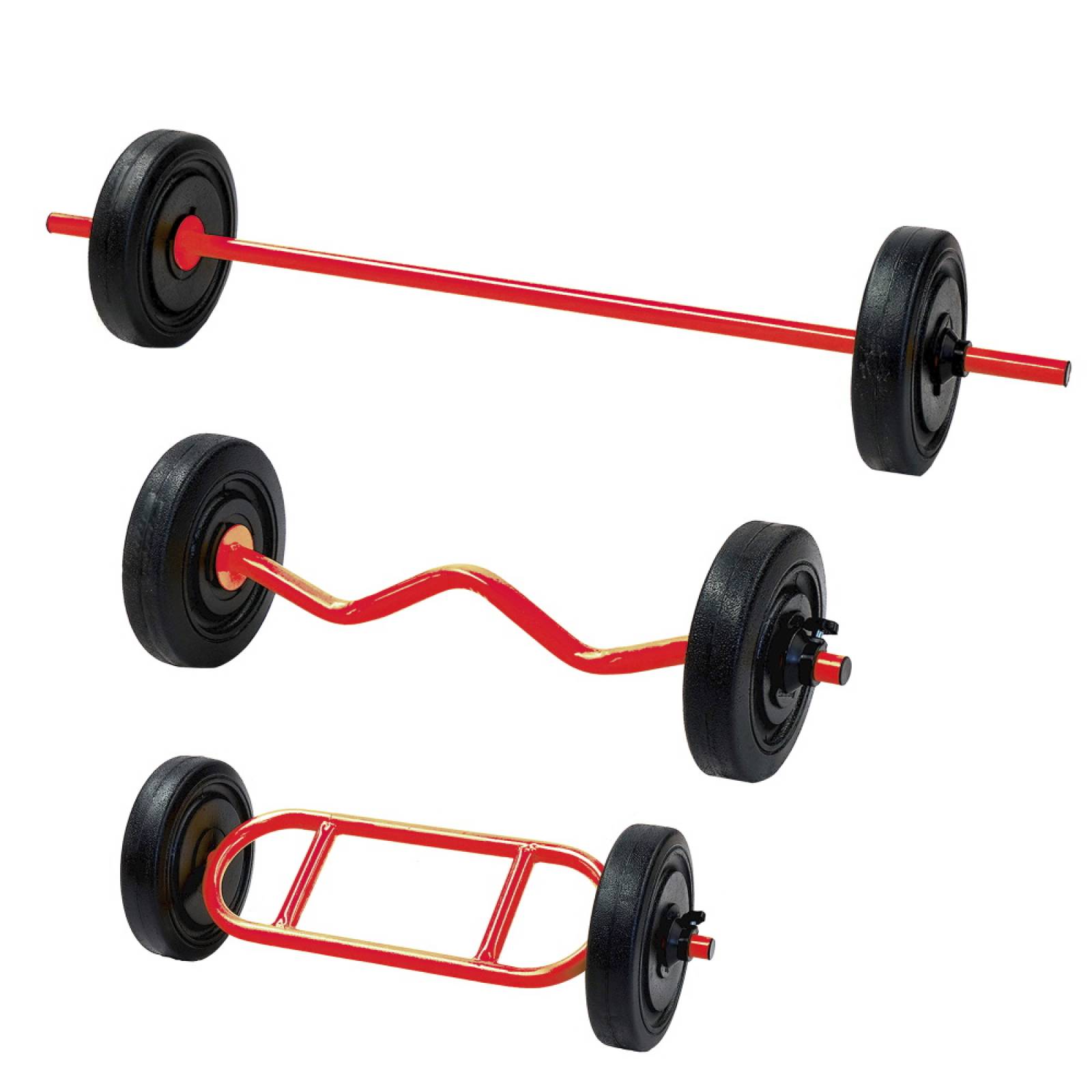 Set Barra Recta Triceps Z Gym 30kg 6 Discos Rojo Energym