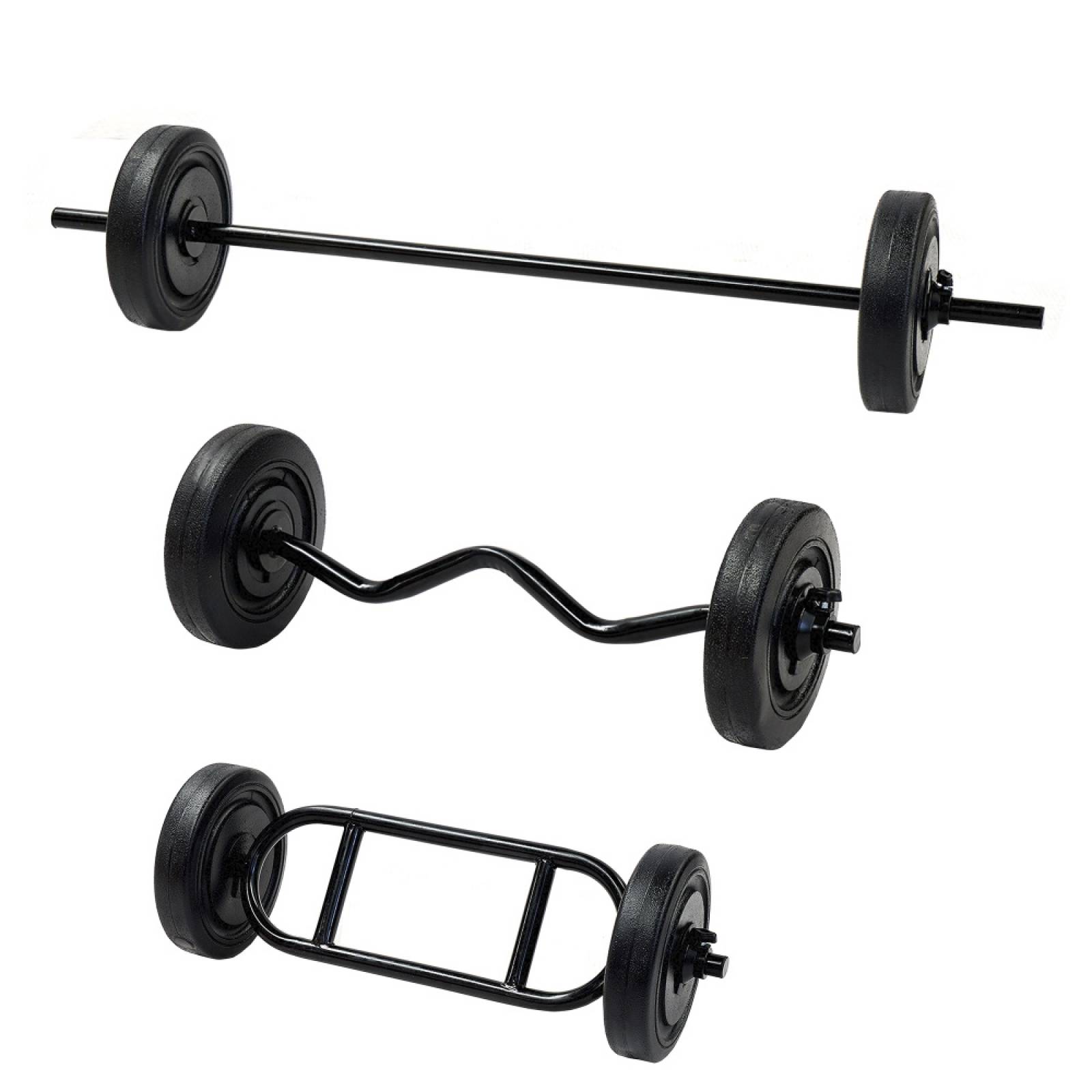 Set Barra Recta Triceps Z Gym 30kg 6 Discos Negro Energym
