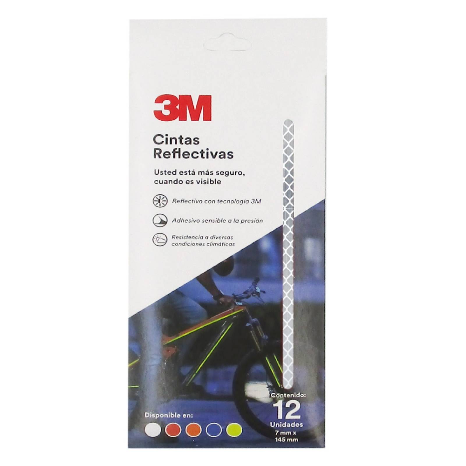 Cinta Reflectiva Para Bicicleta 3M Blanco 12pz 7mmx145mm
