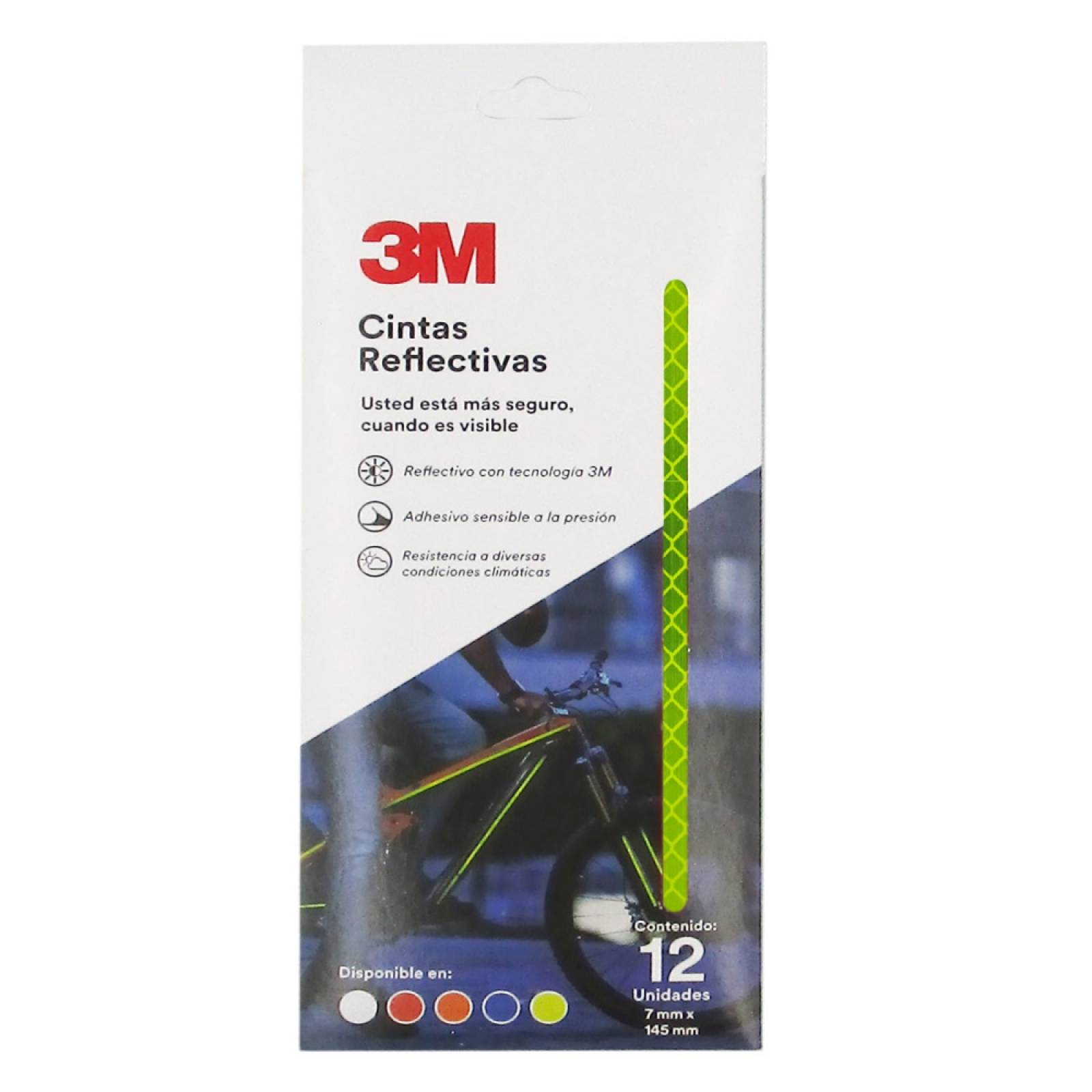 Cinta Reflectiva Para Bicicleta 3M Amarillo 12pz 7mmx145mm