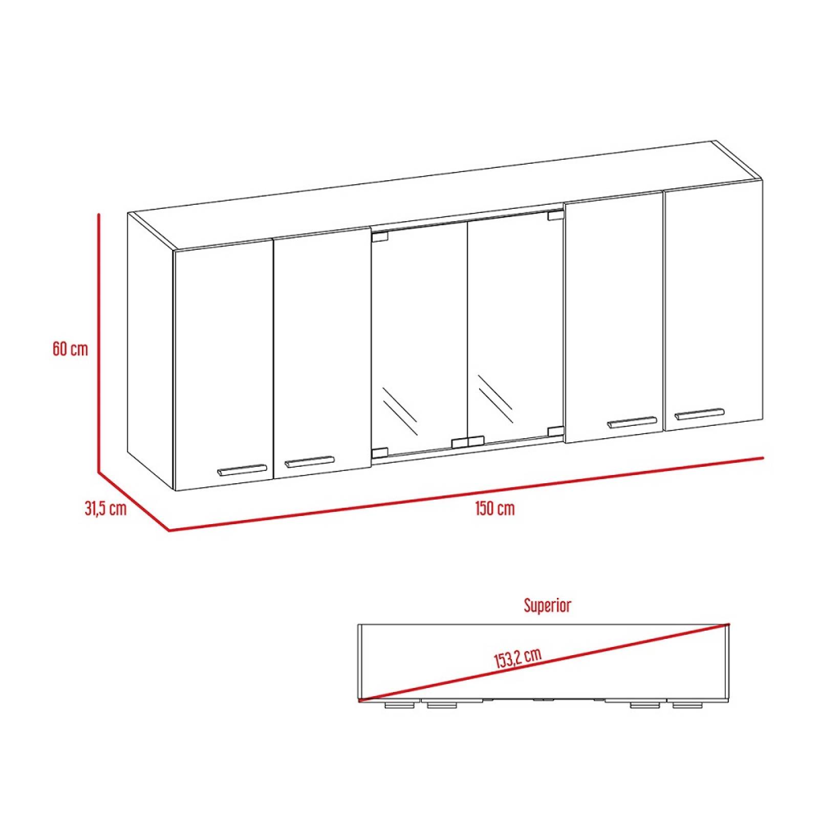 Gabinete Pared P/Cocina 150 4P Chocolate/Blanco Excelsior