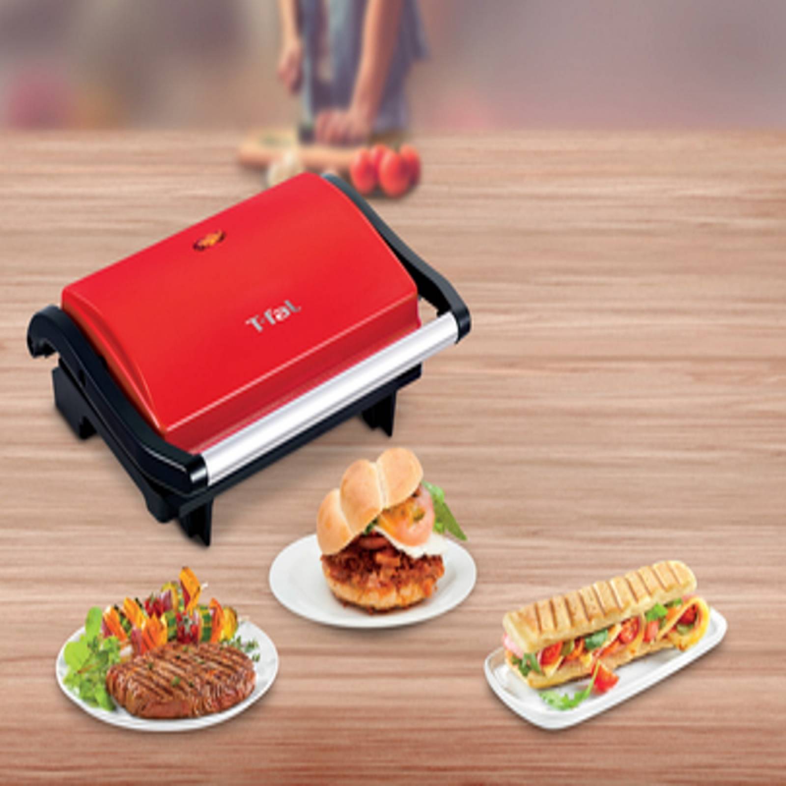 Parrilla Compacta Rojo/Negro SW3315MX T-Fal