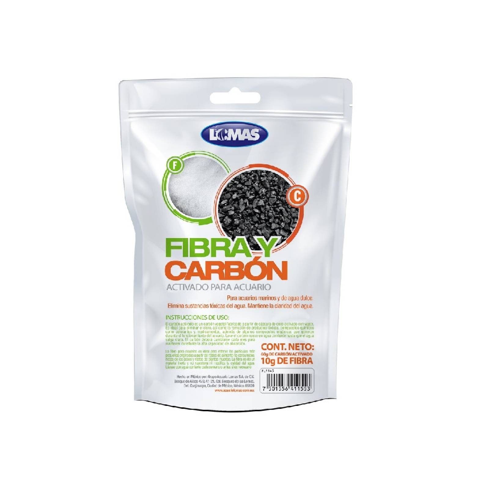 Fibra Carbon Activado Vegetal P/Acuario Elimina Cloro Lomas