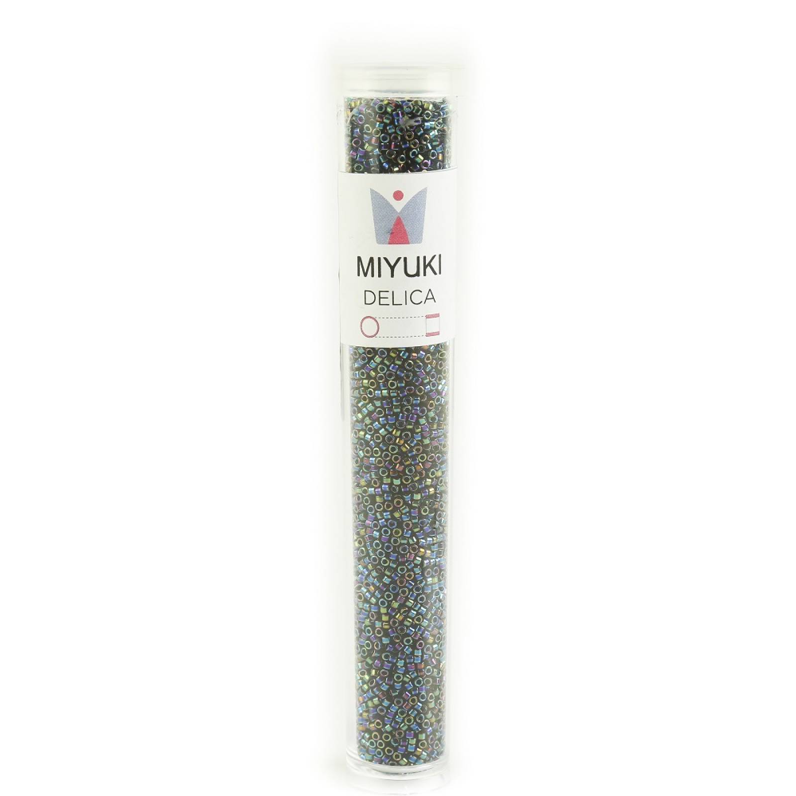 Chaquira Calibrada Black AB Miyuki Cat. 01, tubo con 40 g No. 11/0