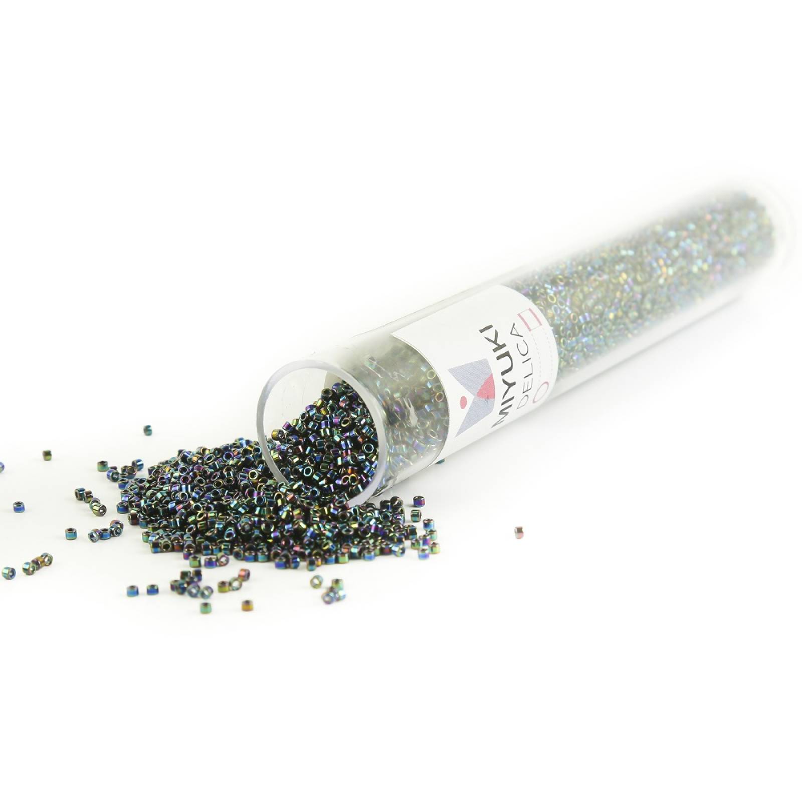Chaquira Calibrada Black AB Miyuki Cat. 01, tubo con 40 g No. 11/0