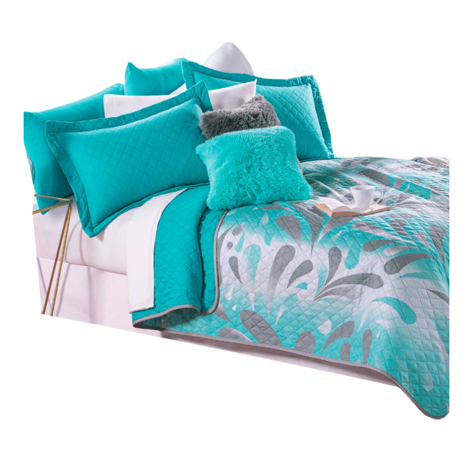 Edredón Petalos King Size Microfibra Turquesa Concord