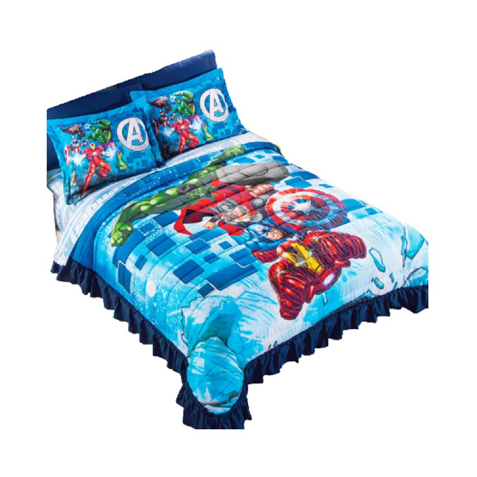 Colcha Individual Vengadores Microfibra Azul Concord