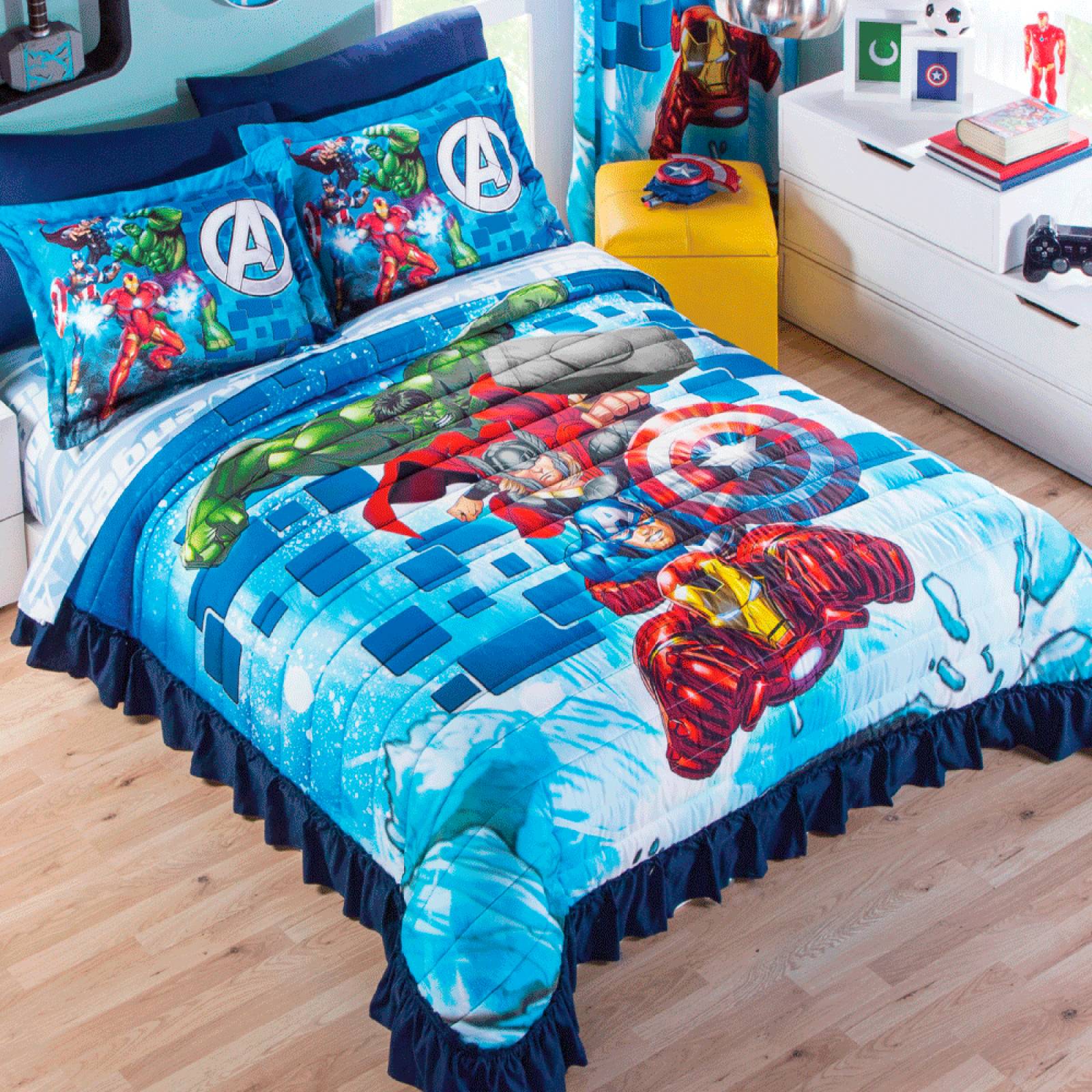 Colcha Individual Vengadores Microfibra Azul Concord