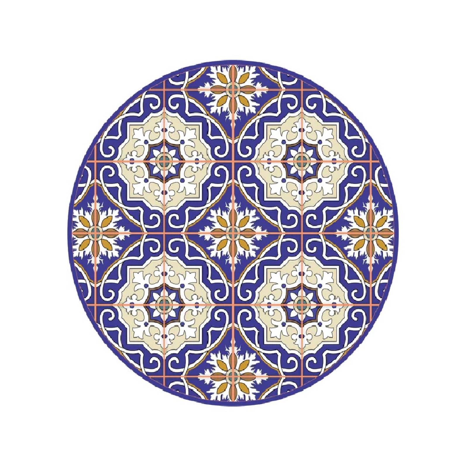 Juego 4 Manteles Redondos Impermeable Mosaico Mexicano Billu.