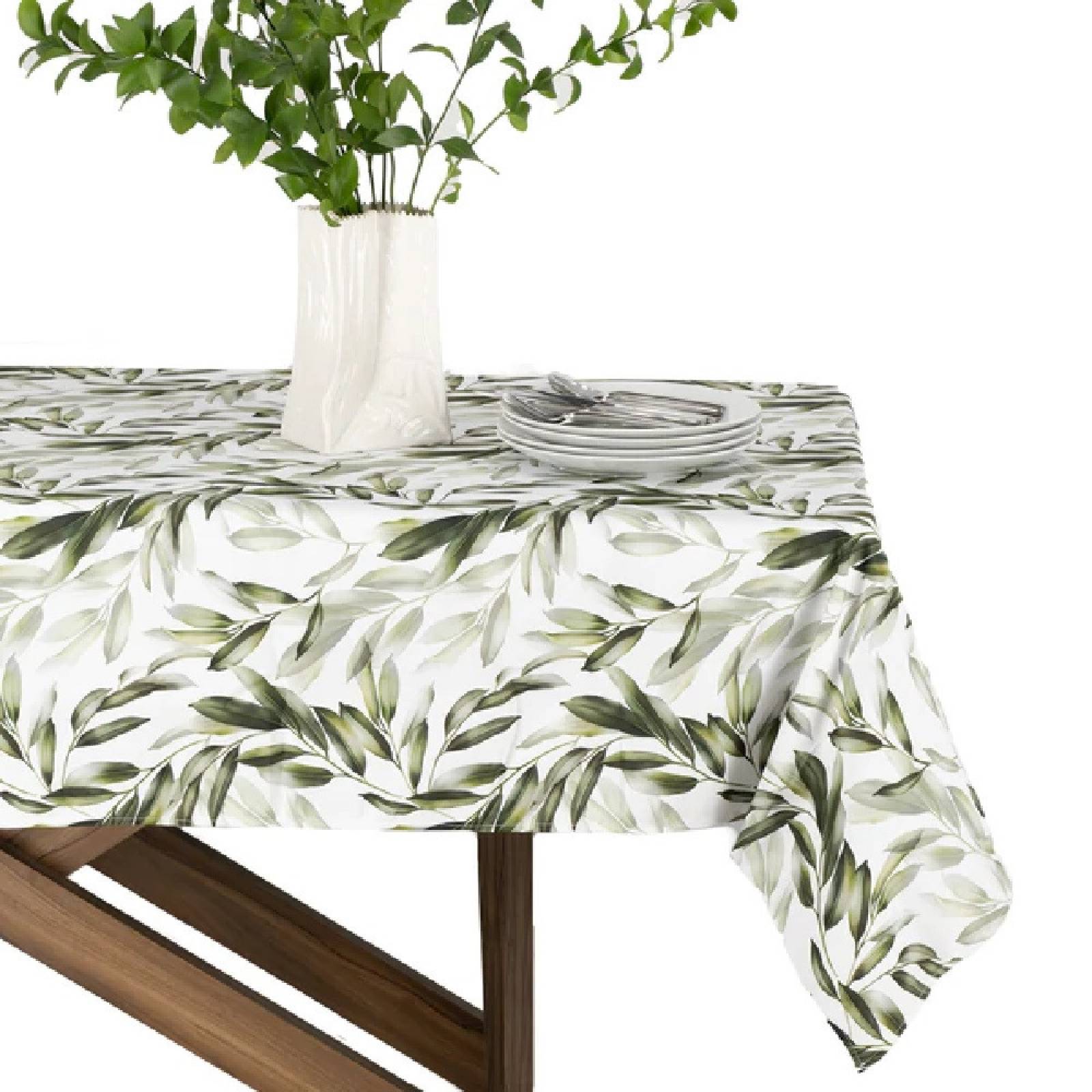 Mantel Exterior Rectangular Resistente Hojas Verde Billu.