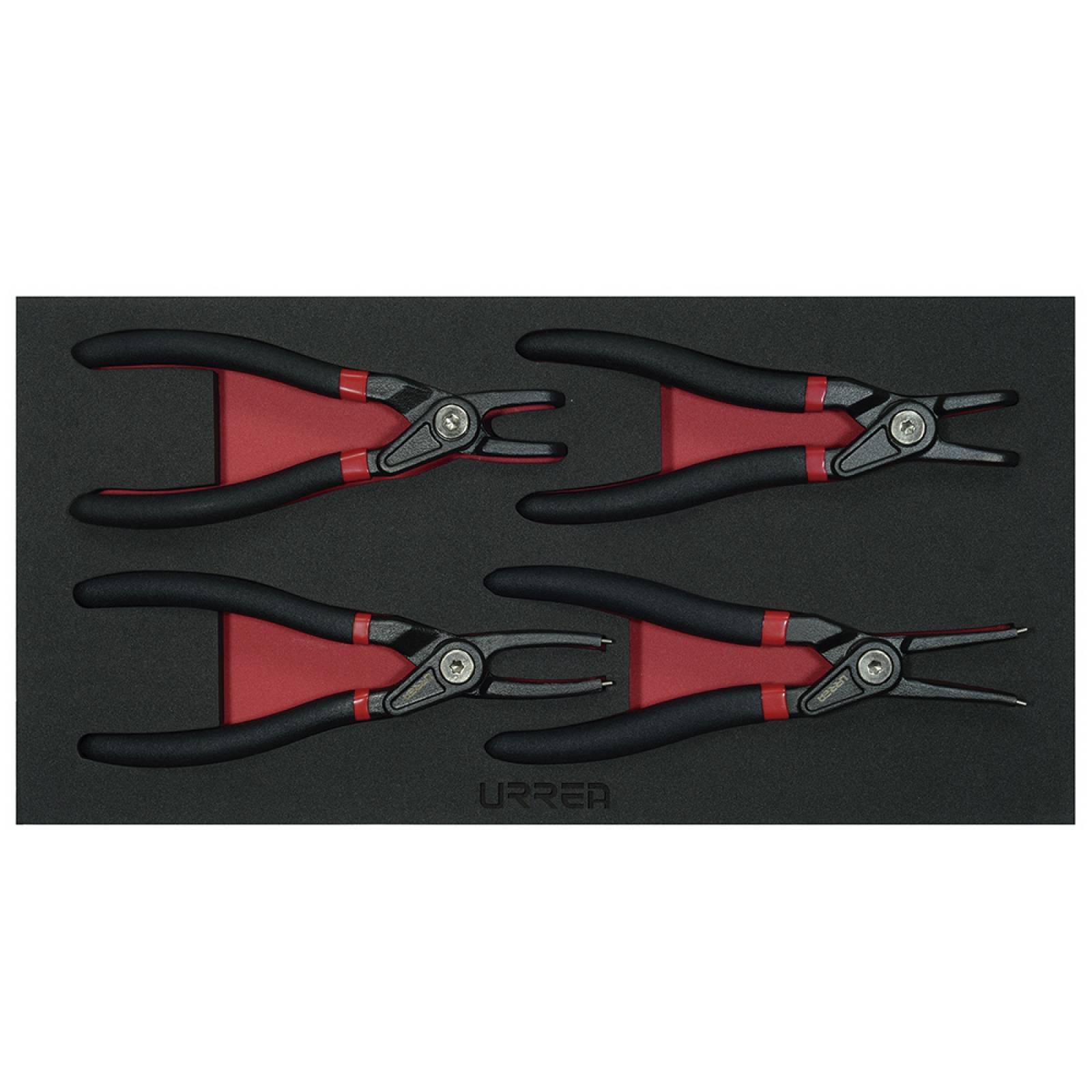 Juego 4 Pinzas Anillos Retención Punta Fija Industrial Urrea