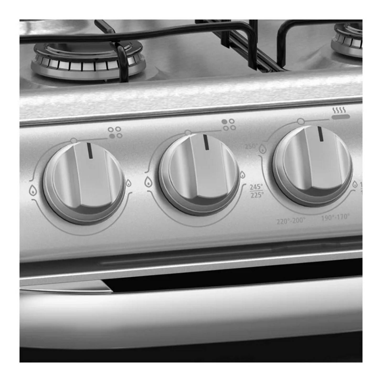 Estufa Gas 4 Quemadores Manual Plateada EM5030BAIS0 Mabe