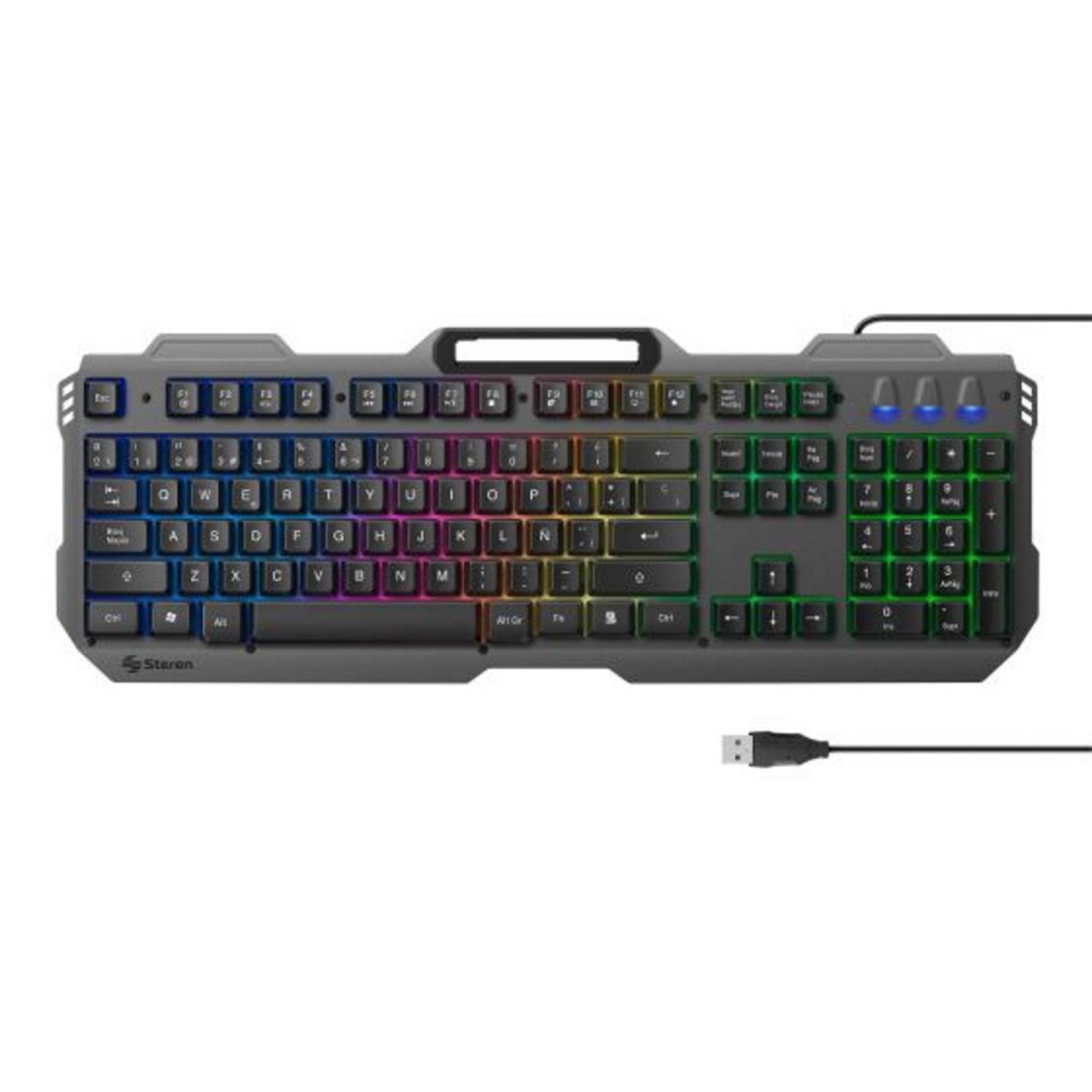 Teclado USB Semi Mecanico Gamer C/Luz Multicolor LED Steren