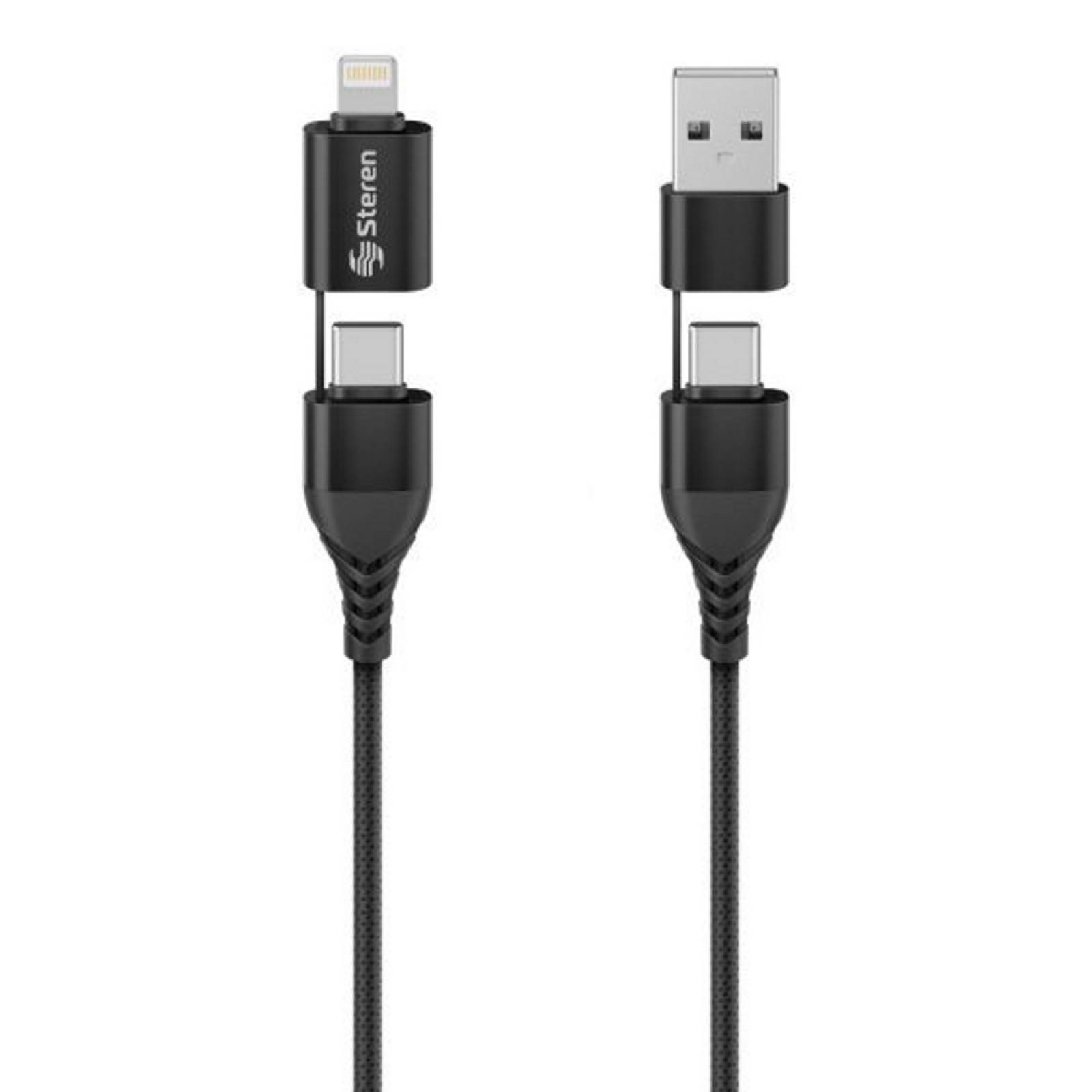 Cable 4 En 1 USB/USB C A Lightning/USB C De 1M Steren