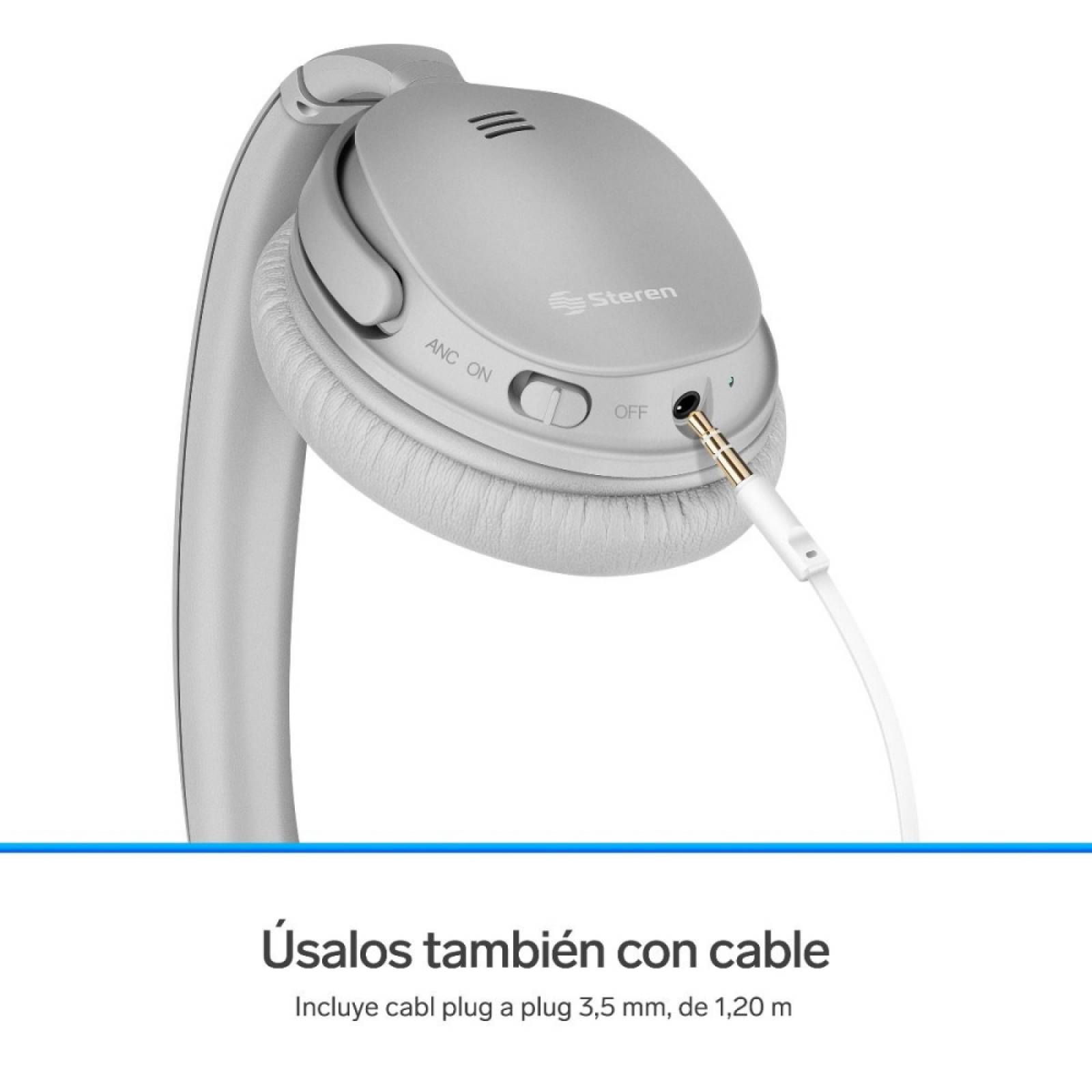 Audifonos Bluetooth Cancelacion Ruido Gris Plegables Steren