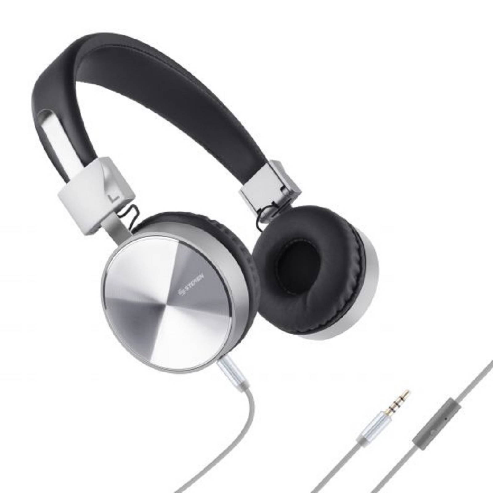 Audífonos Grises Diadema Manos Libres Acojinados Auriculares Steren