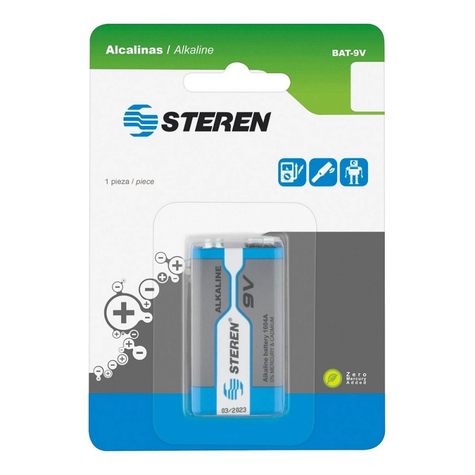 Pila Alcalina 9v (cuadrada) 150 Mah Steren