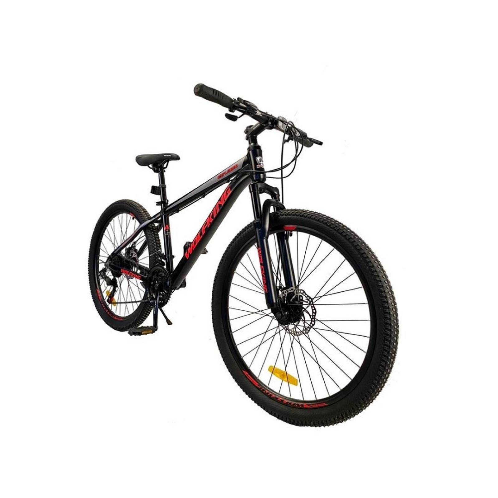 Bicicleta Montaña R29 Shimano Mediana Negra Rojo Wolfking