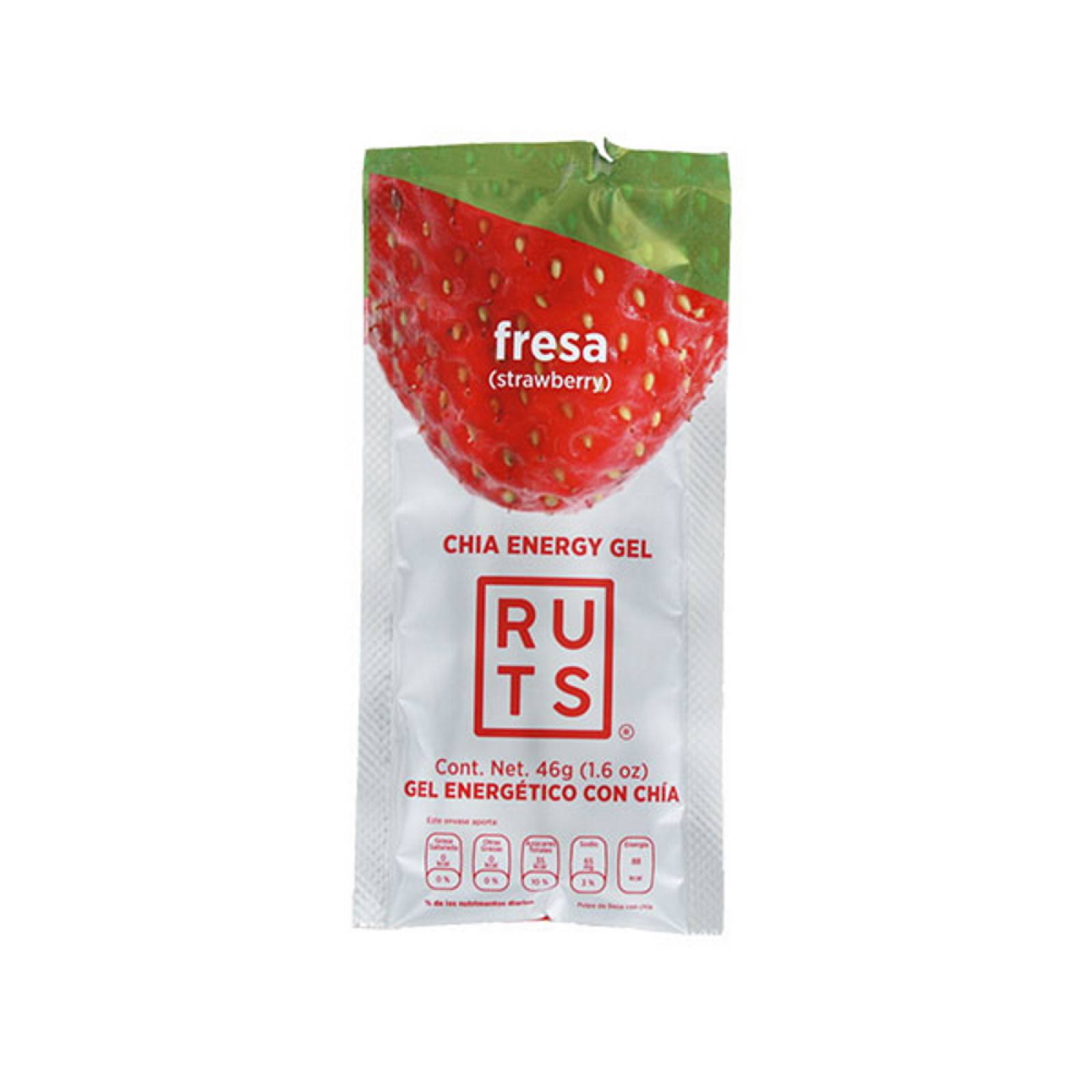 Gel Energético Vegano Sabor Fresa Chía Caja 12 Pzas Ruts