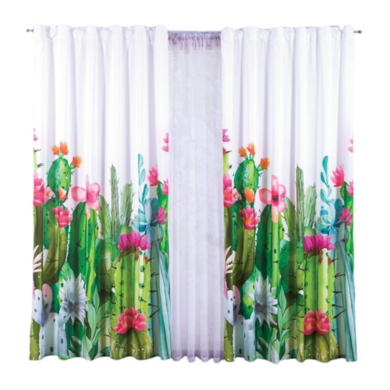 Cortina 4 Pzas. C/Diseño Unico Cactus Colchas Concord