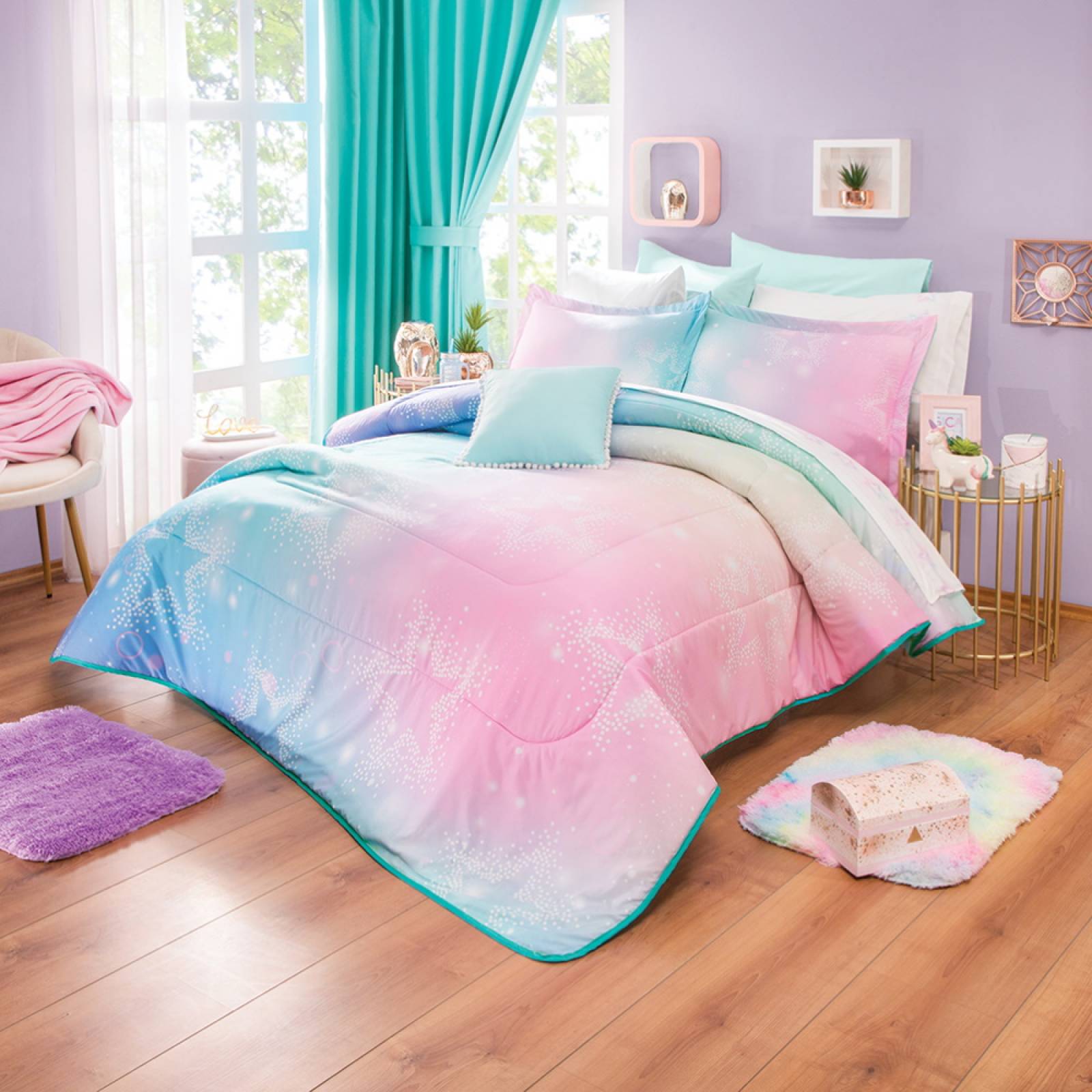 Edredon Matri/Indiv. Star Pink Rosa Pastel Colchas Concord