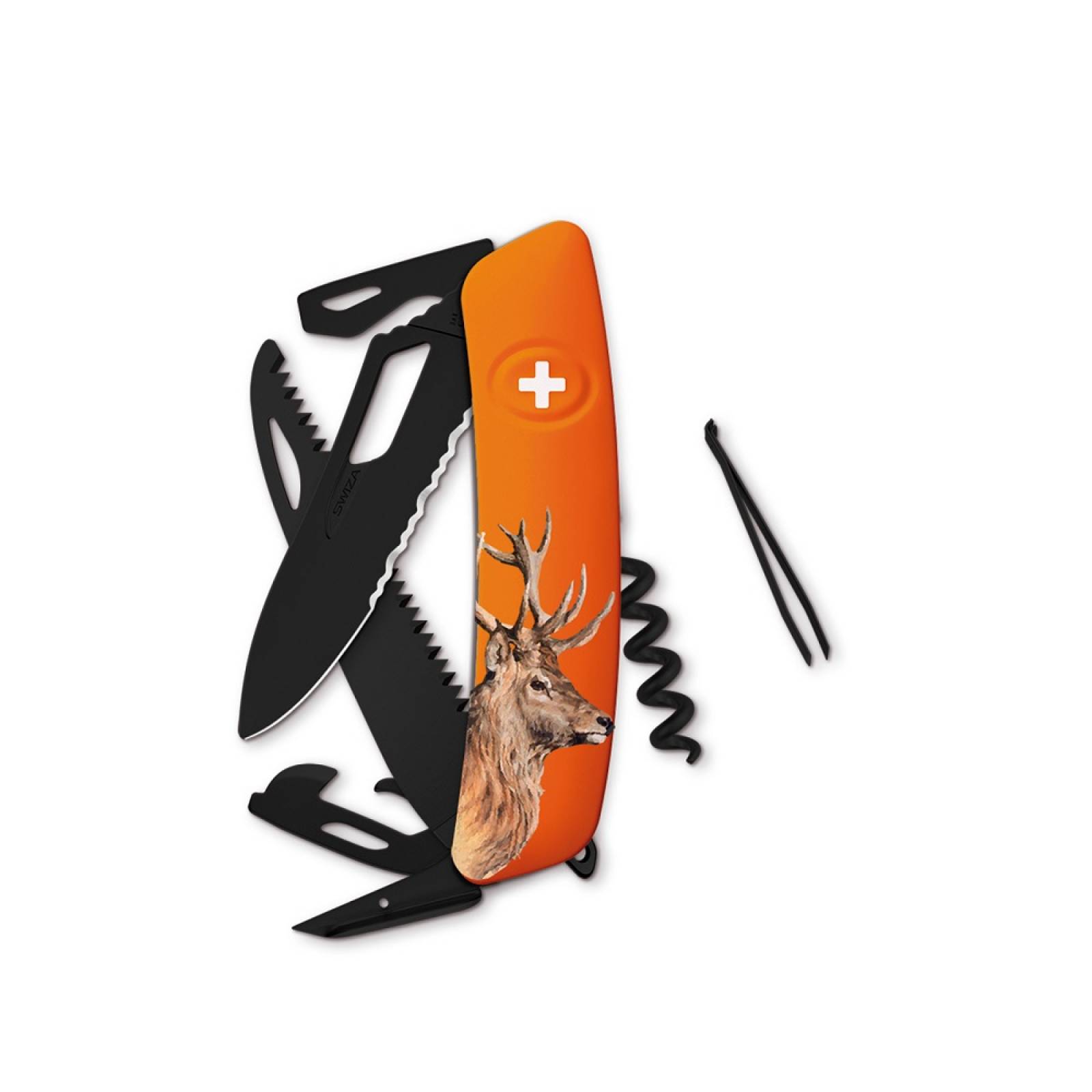 Navaja Suiza Single Hand SH05 TR Venado Color Naranja Swiza