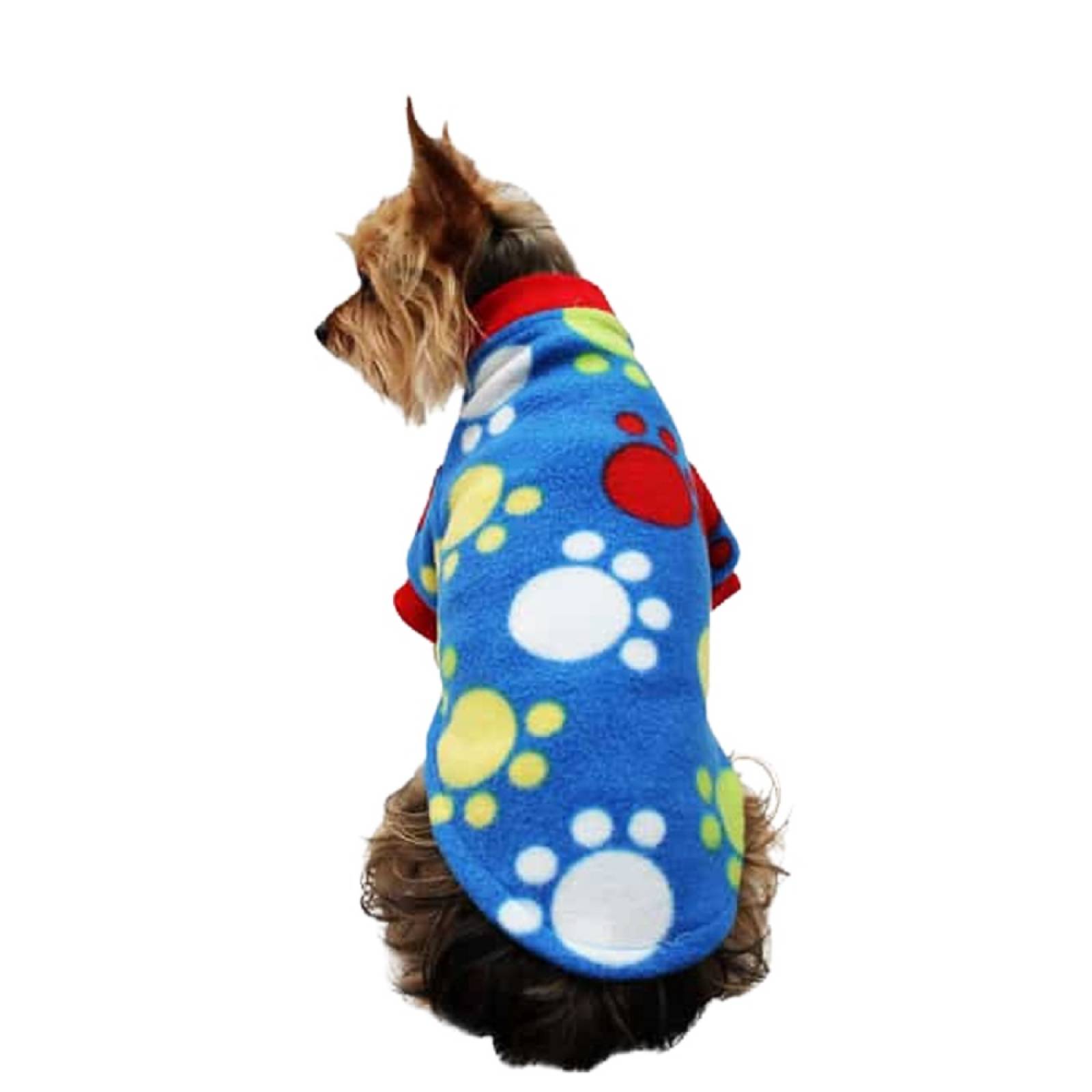 Suéter Polar P/Perro C/Huellas Color Azul Talla 3 Pet Pals
