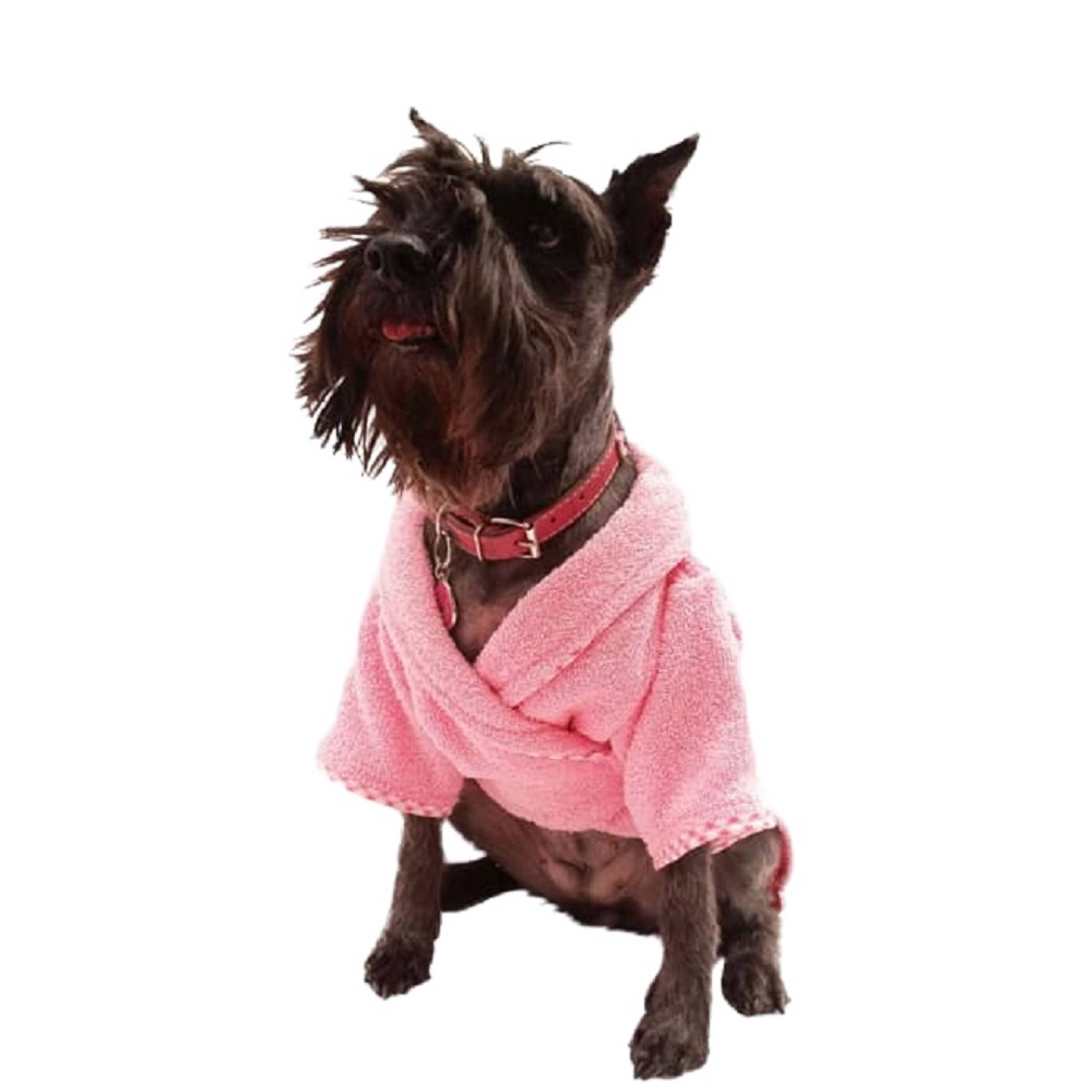 Bata Baño P/Perro Bubble Coat Rosa Algodón Talla 1 Pet Pals