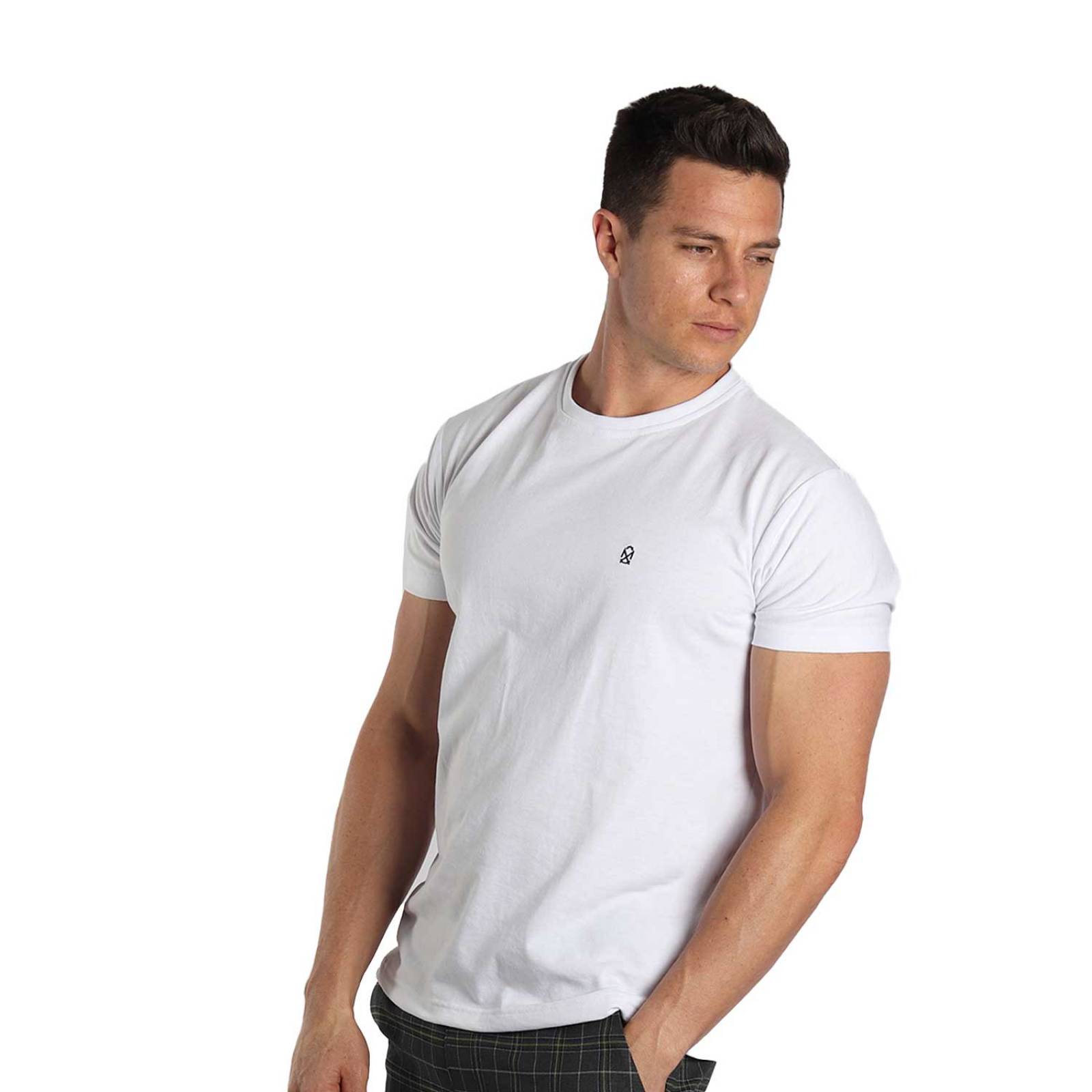 Playera Talla XL Blanca Básica Comoda Caballero Corte Regular Muletta