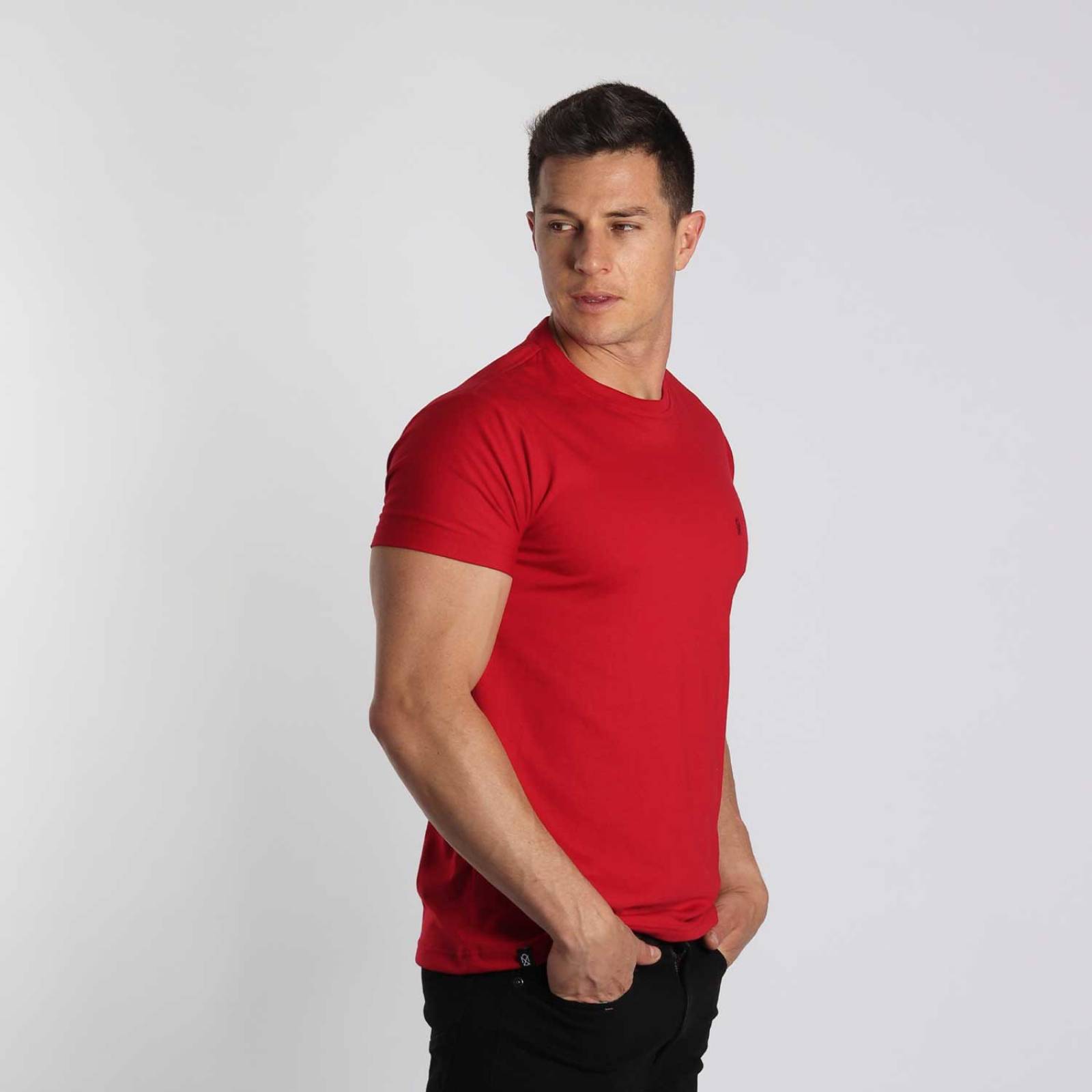 Playera Talla L Roja Básica Comoda Corte Regular Caballero Muletta