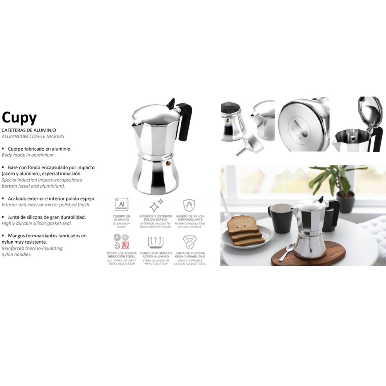 Cafetera Italiana Cupy Aluminio Capacidad 6 Tazas Fagor