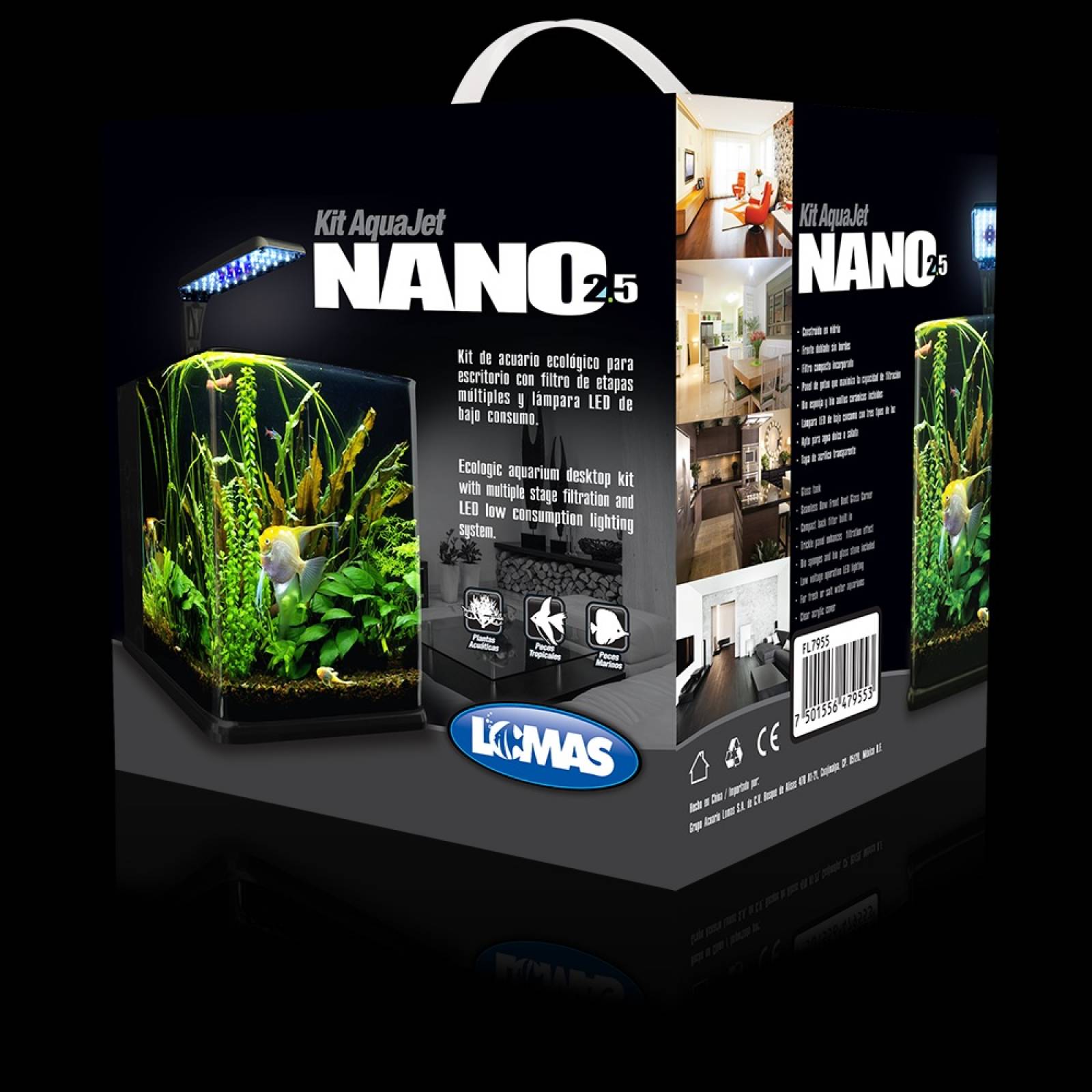 Acuario Nano Cubo 18 Lt Lámpara LED Acuario Lomas Hagen