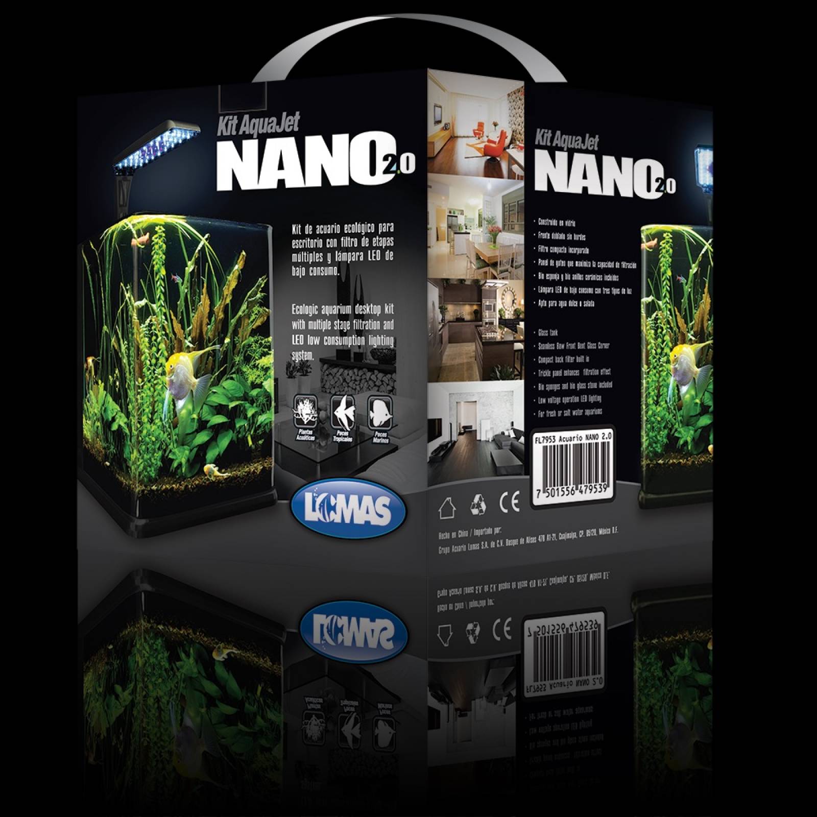 Acuario Nano Cubo 9 Lt Lámpara LED Acuario Lomas Hagen