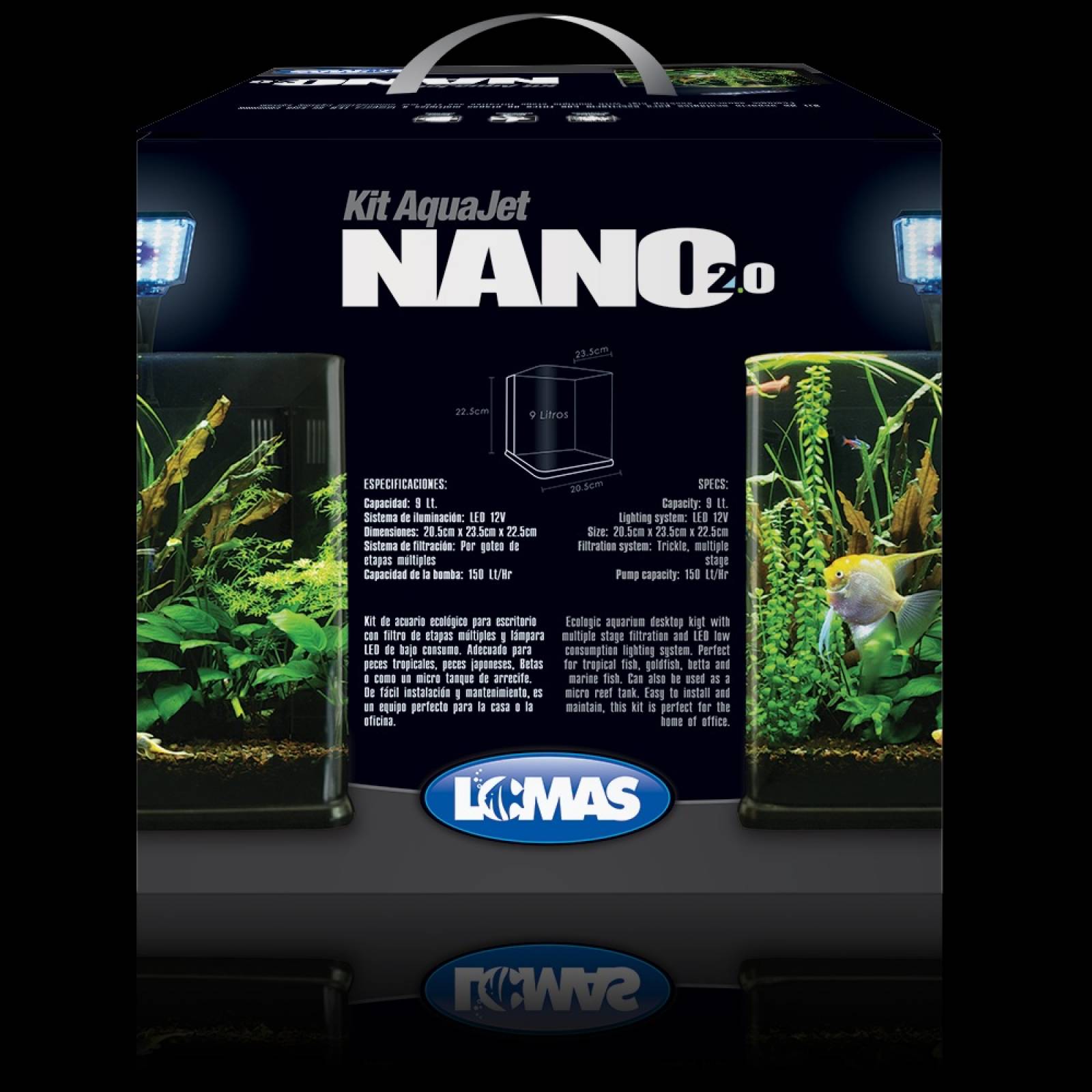 Acuario Nano Cubo 9 Lt Lámpara LED Acuario Lomas Hagen