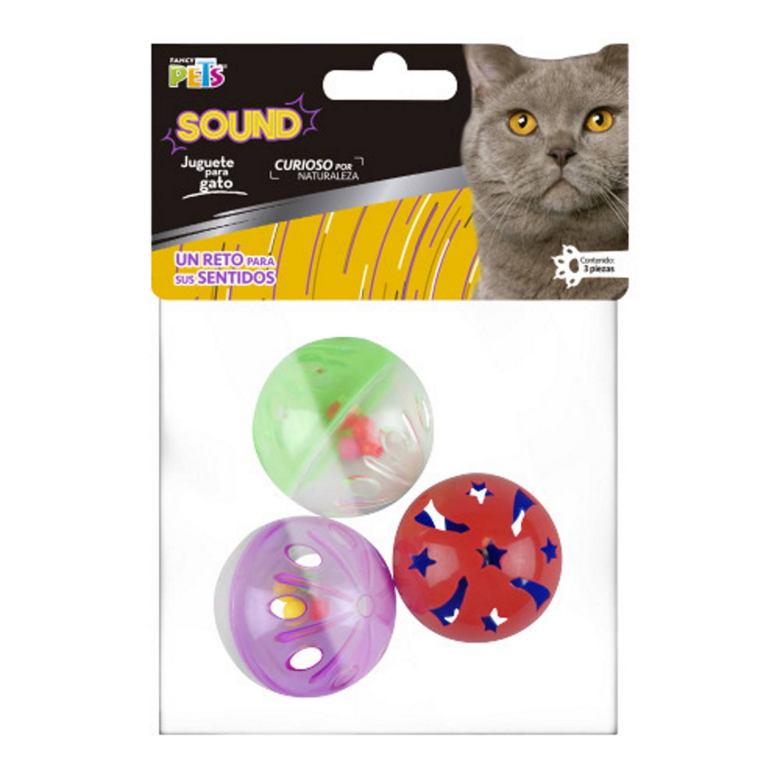 Juguete Para Gato Set Pelotas 3 Pz Fancy Pets Sound