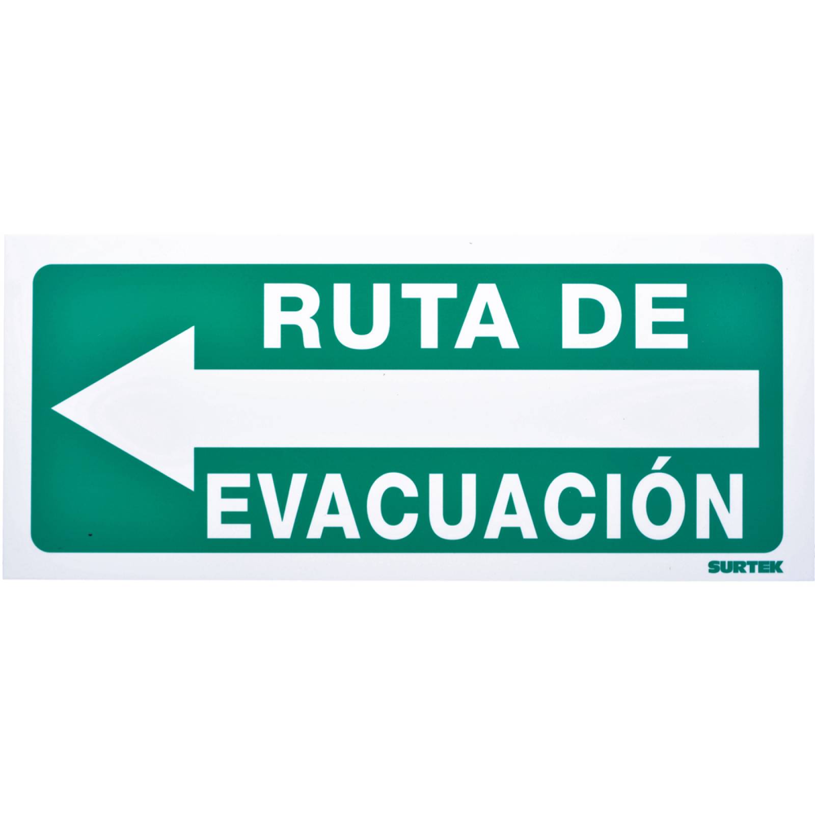 Señal Letrero Ruta Evacuación Izquierda Verde 15x36cm Surtek