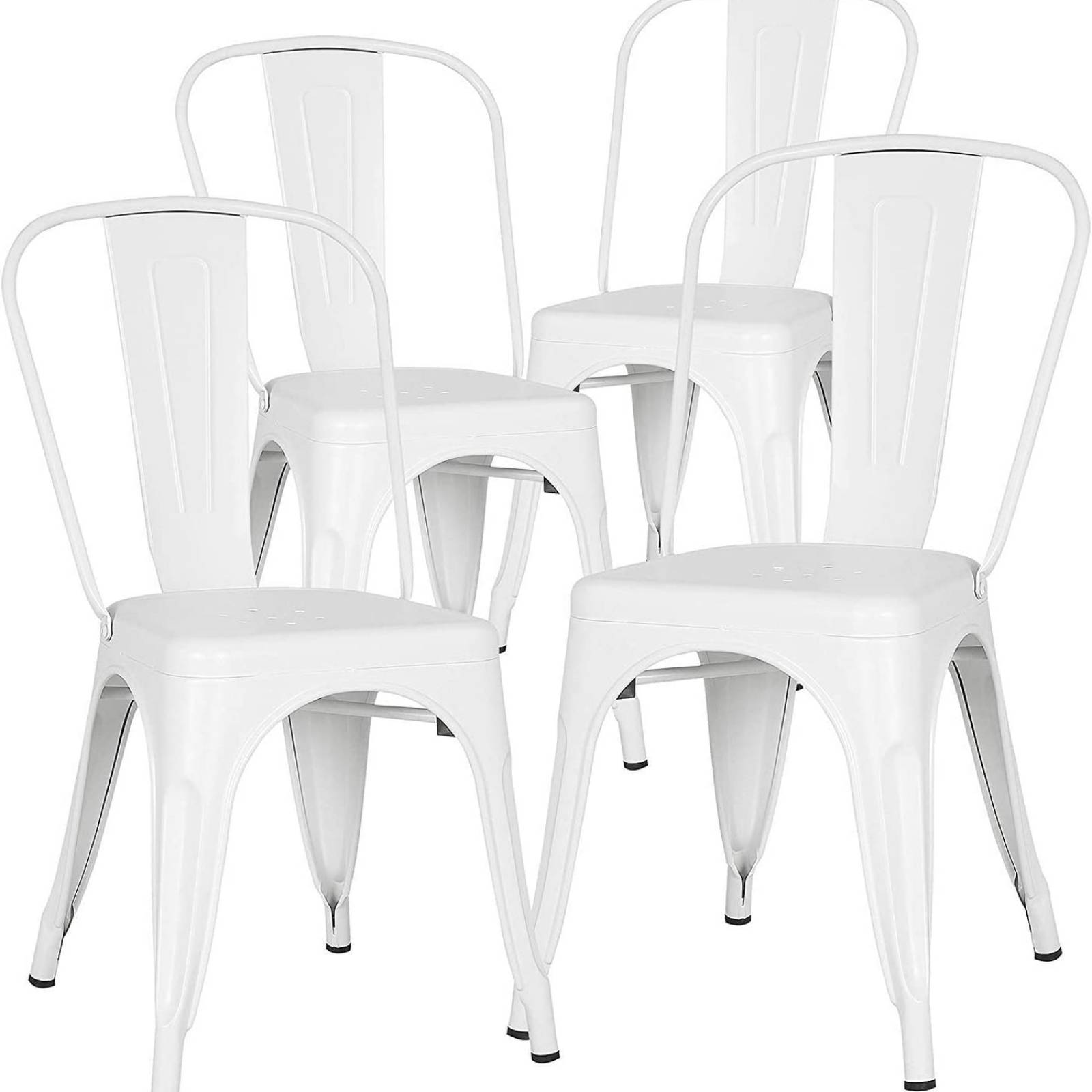 Set 4 Sillas Metalicas Tipo Tolix Resistente Blanco Stolmx