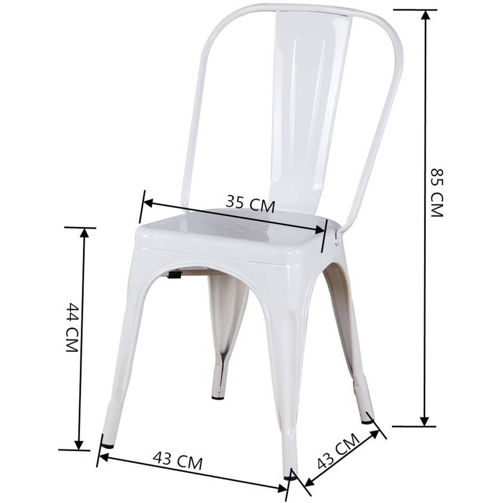 Set 4 Sillas Metalicas Tipo Tolix Resistente Blanco Stolmx