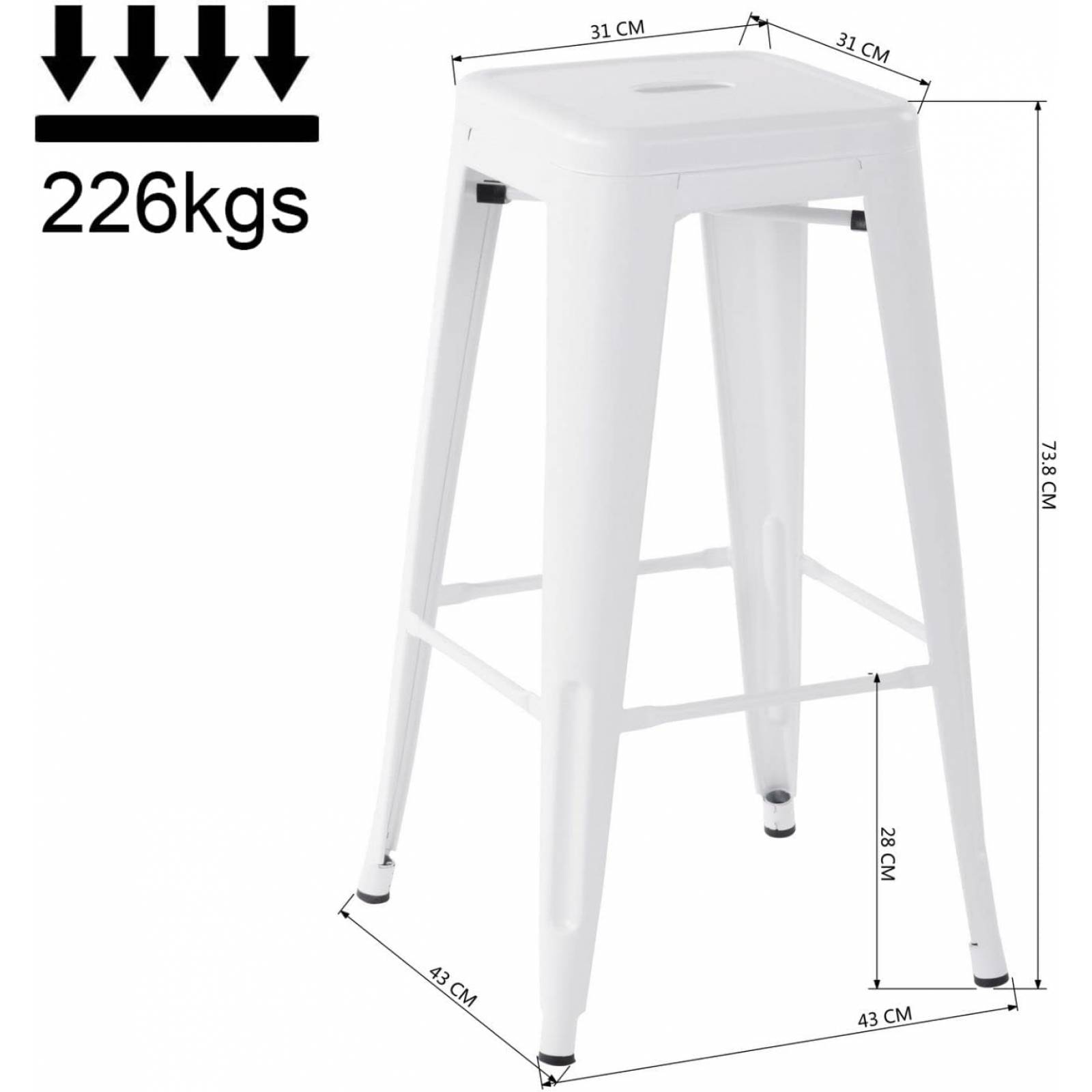 Set 4 Bancos Tipo Tolix Sin Respaldo Negro Stolmx