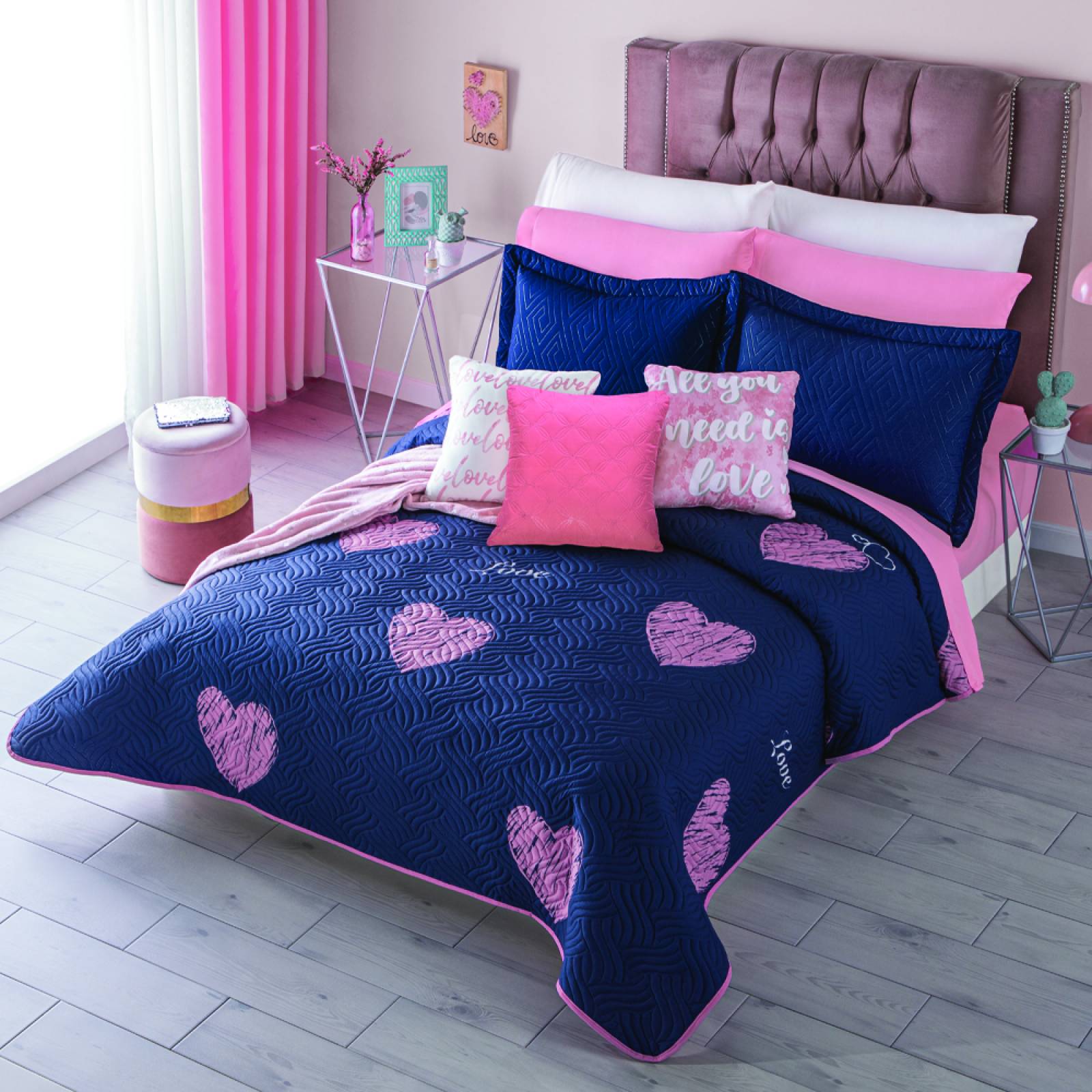 Edredón Neo Heart 2V Matrimonial Individual Colchas Concord