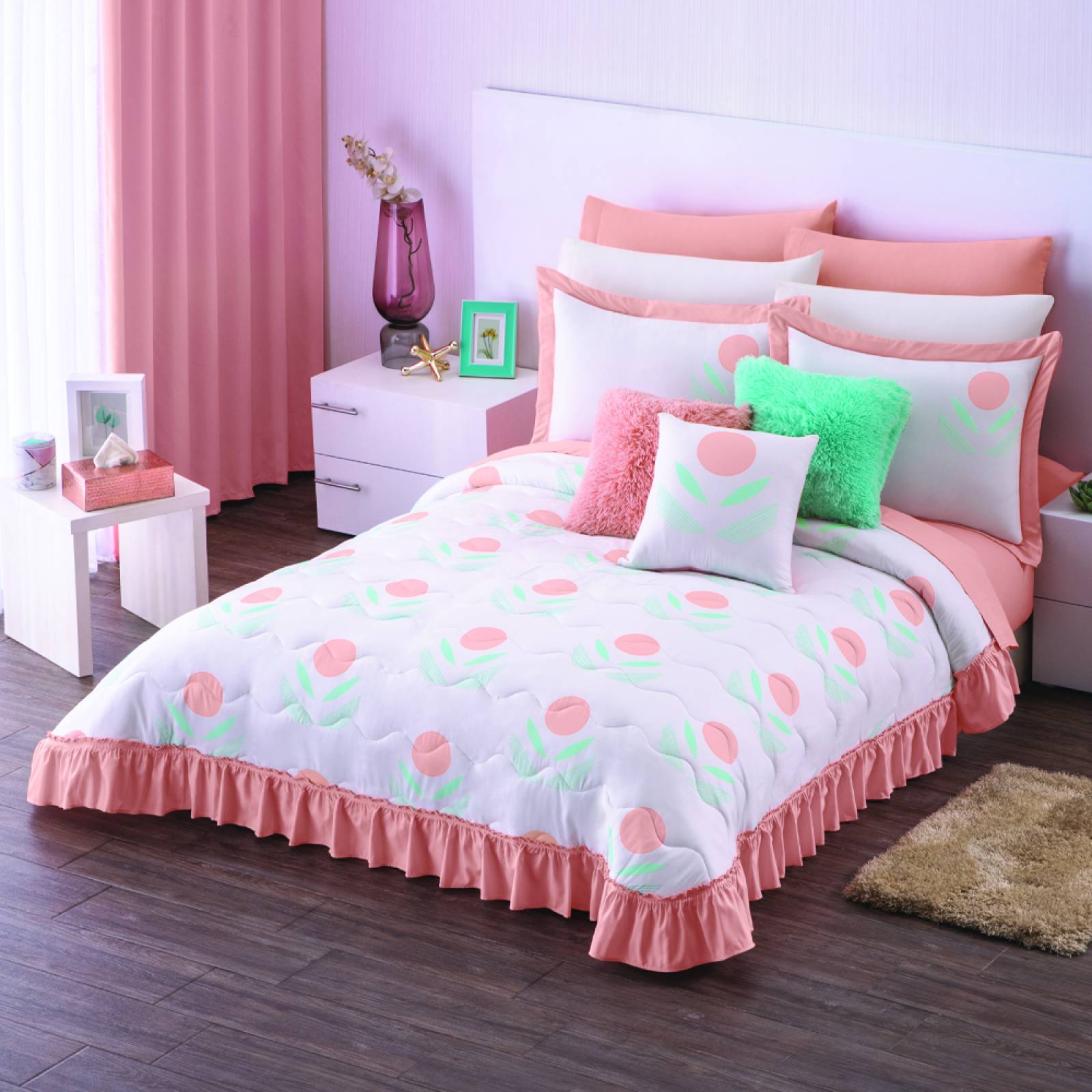 Colcha Individual Soleil Blanco C/Funda Colchas Concord