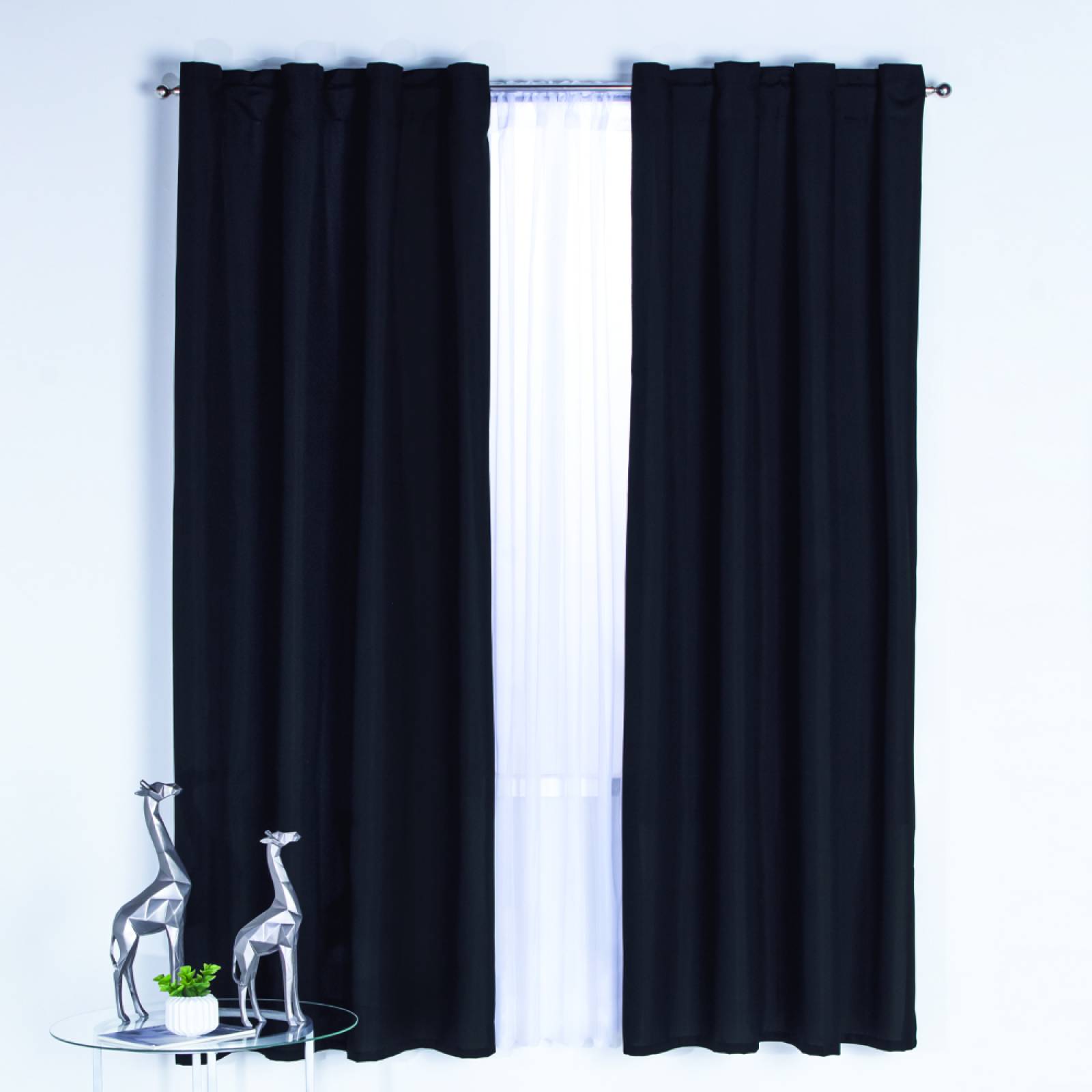 Cortina Decorativa Neo Negro Corta Colchas Concord