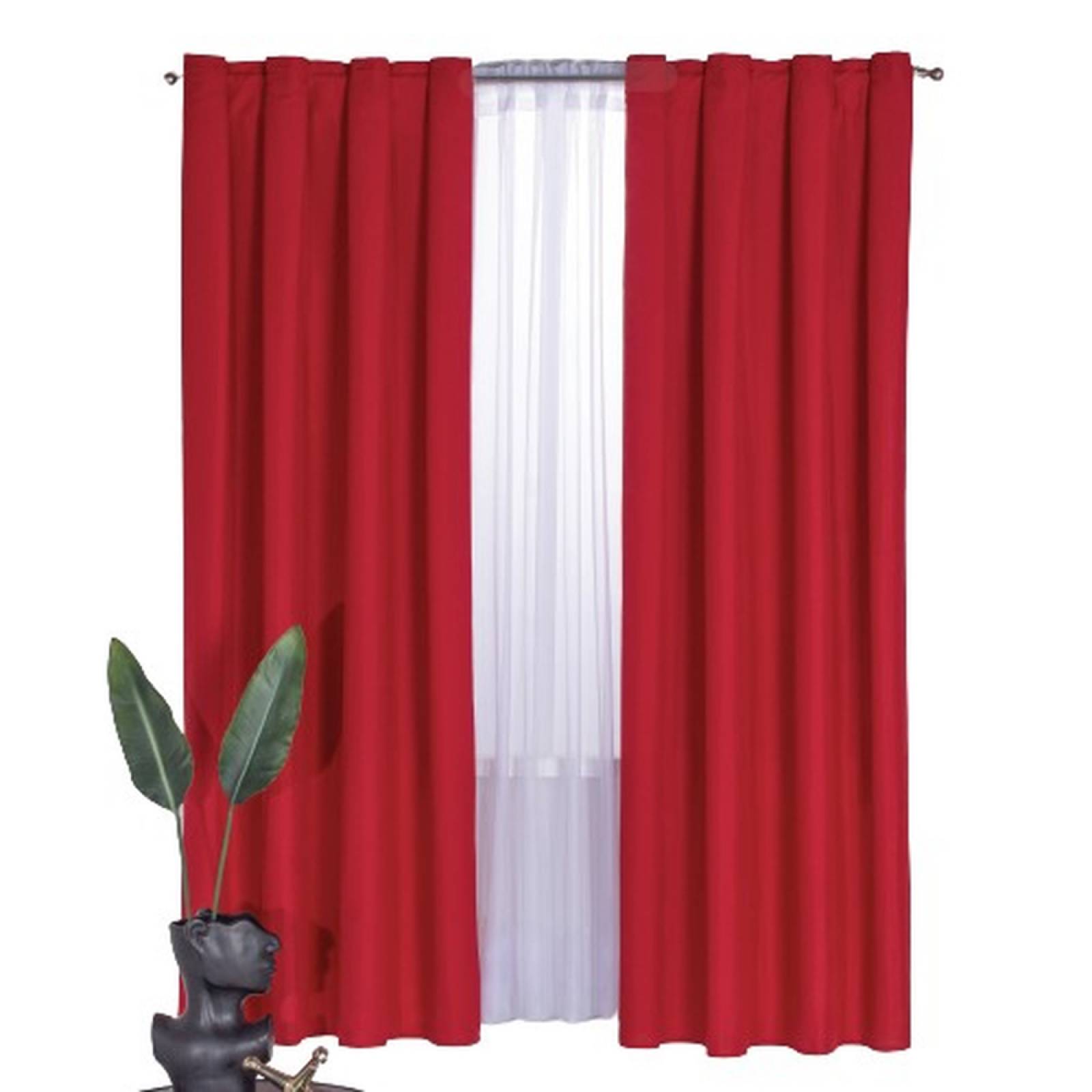 Cortina Decorativa Neo Rojo Corta Poliéster Colchas Concord