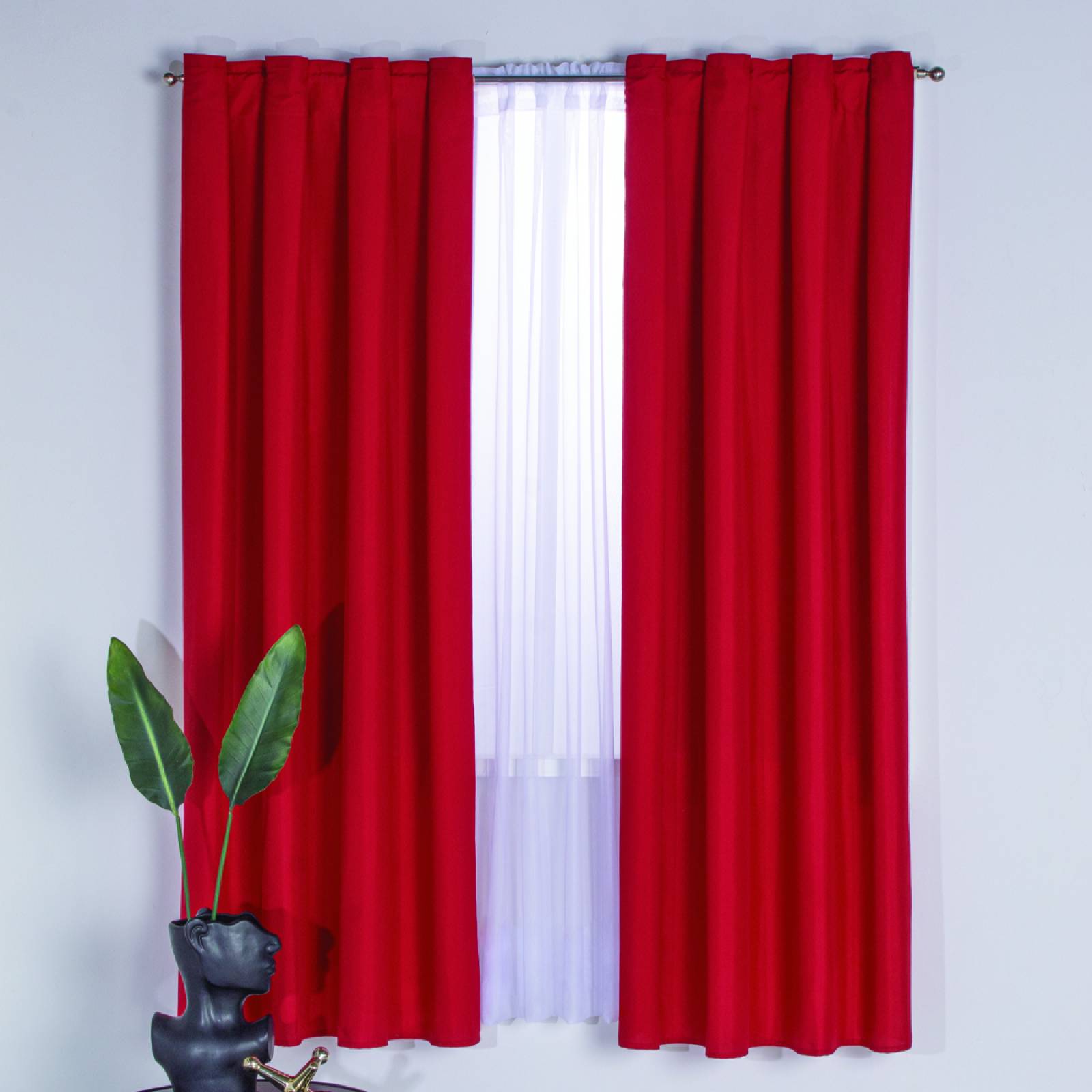 Cortina Decorativa Neo Rojo Corta Poliéster Colchas Concord